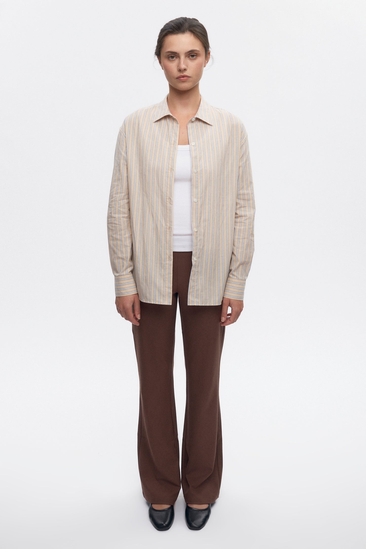 Women's Merire Stripe Shirt in Dove/Marshmallow Stripe