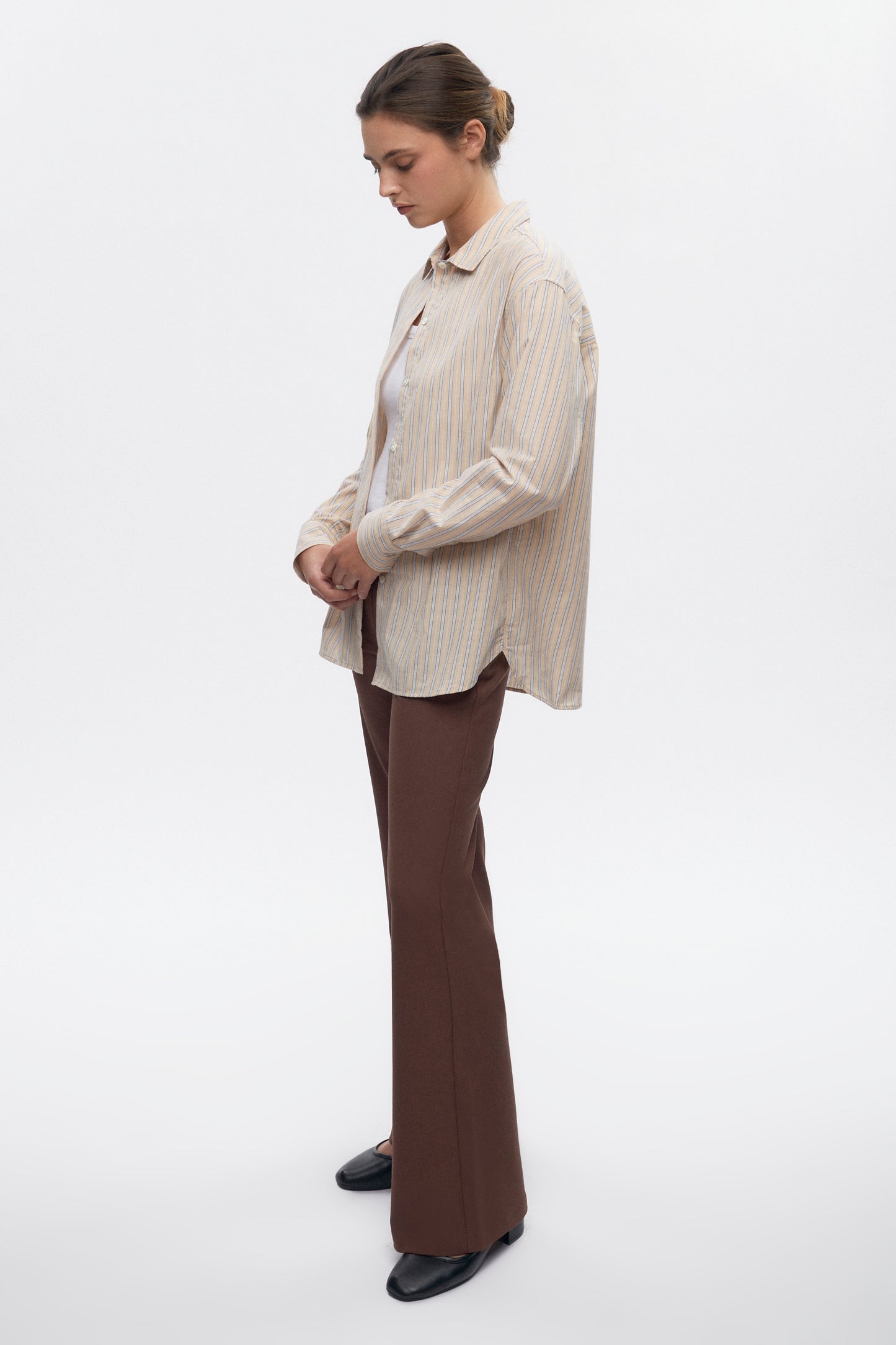 Women's Merire Stripe Shirt in Dove/Marshmallow Stripe