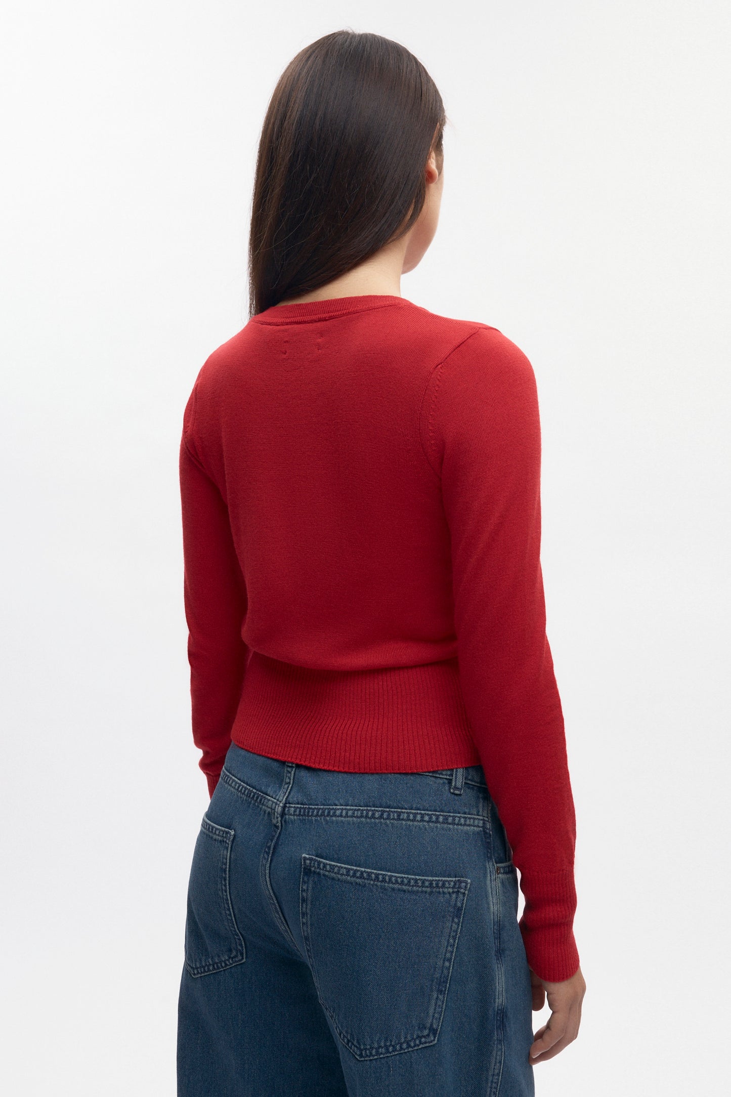 Women's Merino V-neck Sweater in Fiery Red