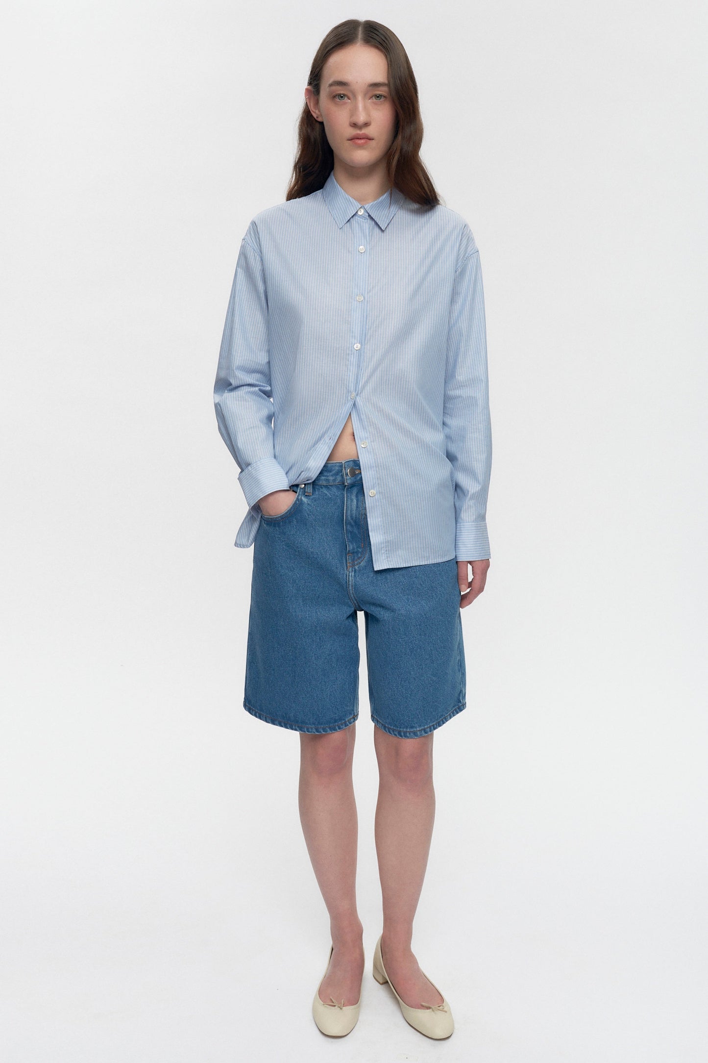 Women's Merire Striped Shirt in Blue Stripe
