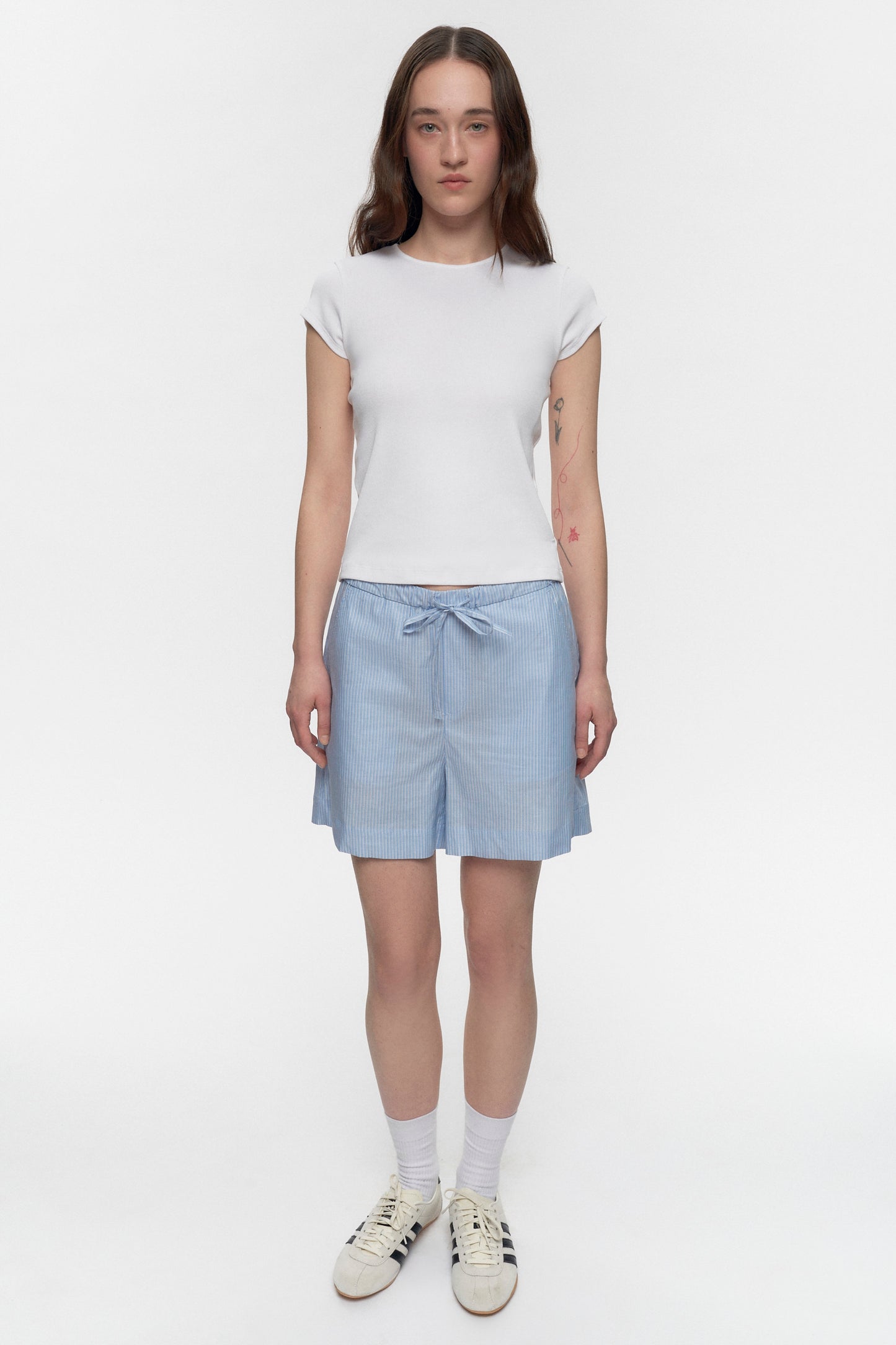 Women's Merire Striped Shorts in Blue Stripe
