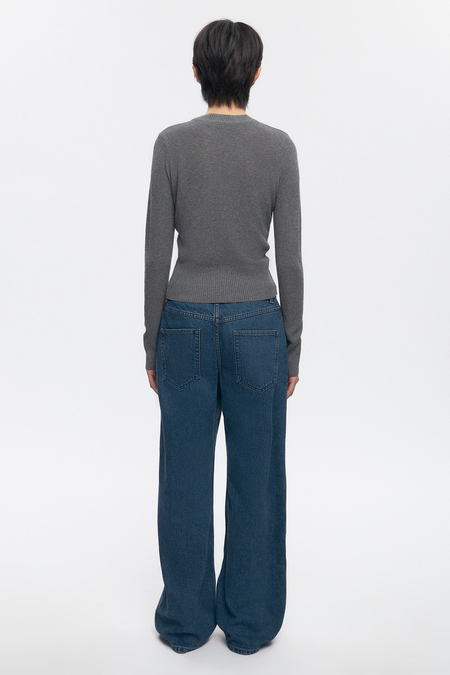 Women's Mesh Rib Longsleeve in Charcoal