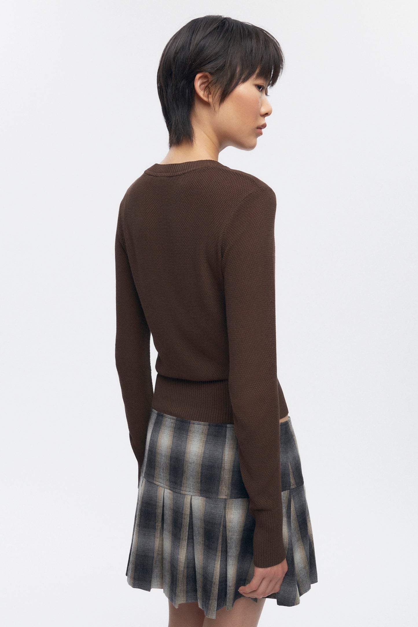 Women's Mesh Rib Longsleeve in Cocoa