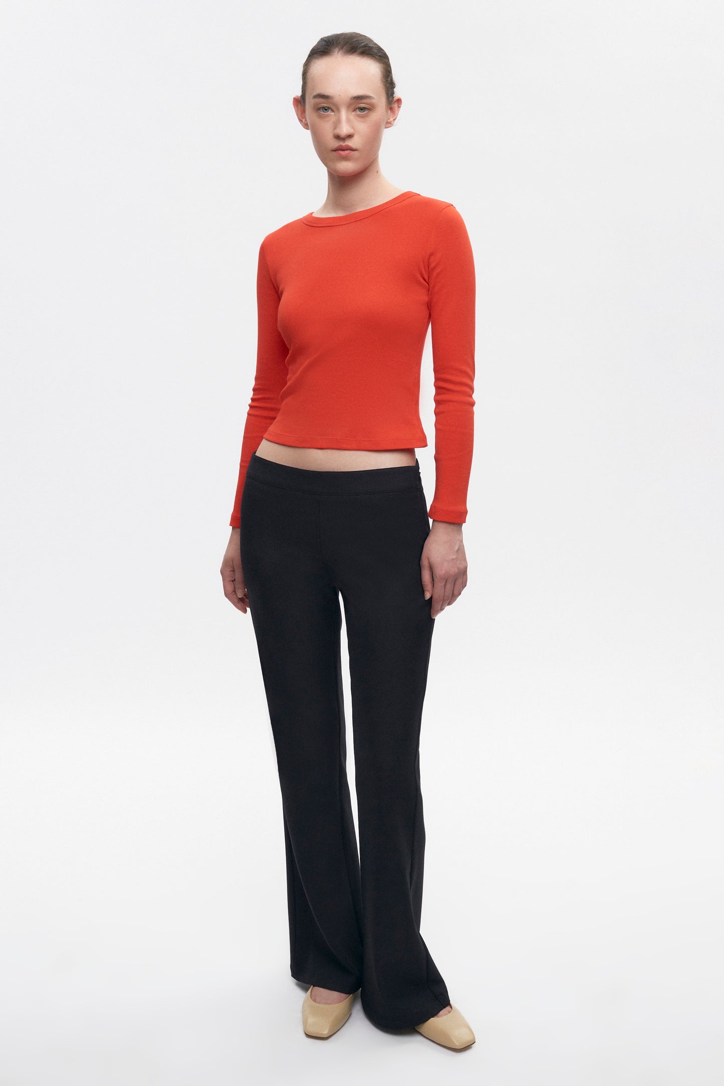 Women's Micro Rib Longsleeve in Fiery Red
