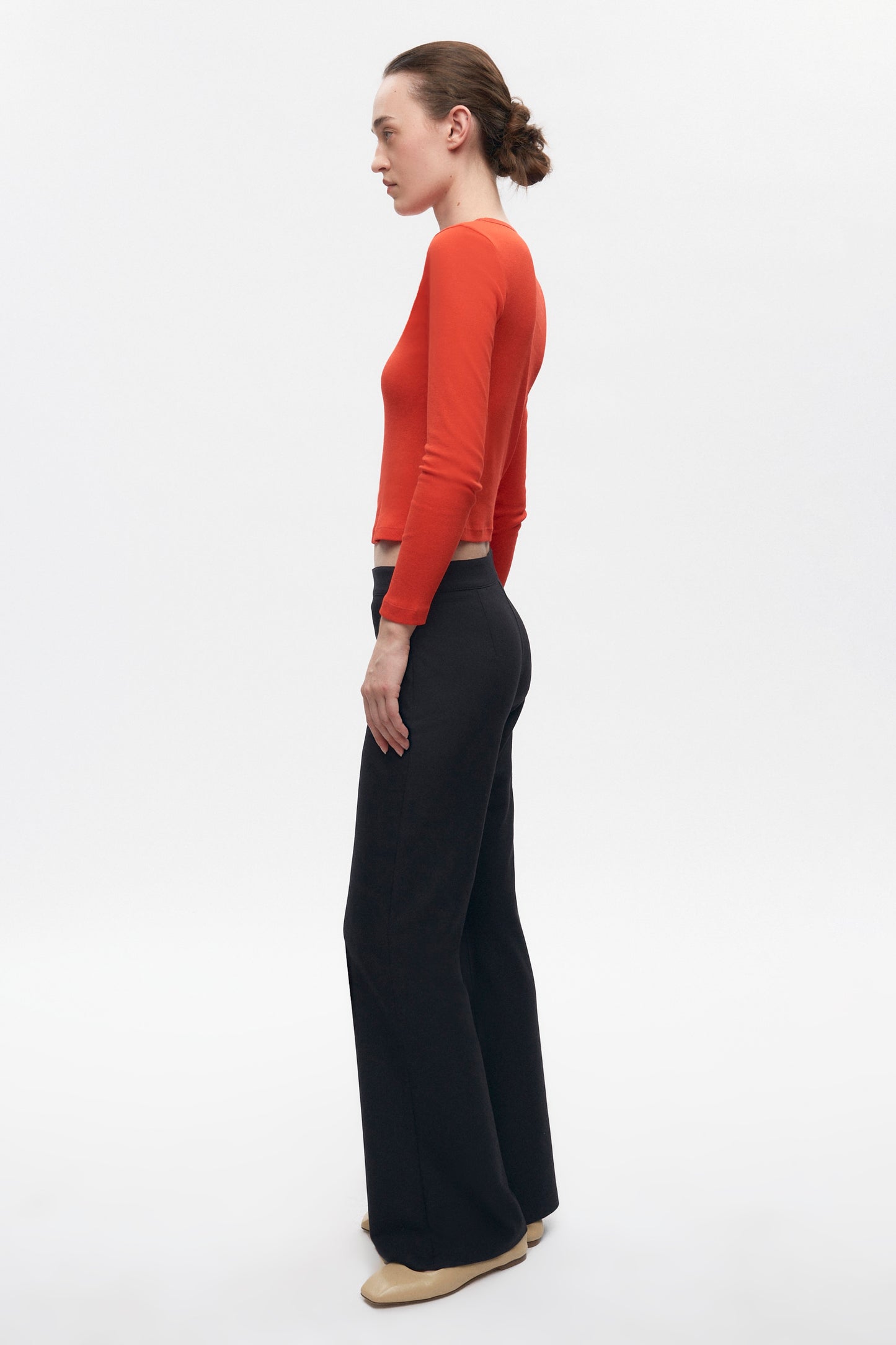 Women's Micro Rib Longsleeve in Fiery Red