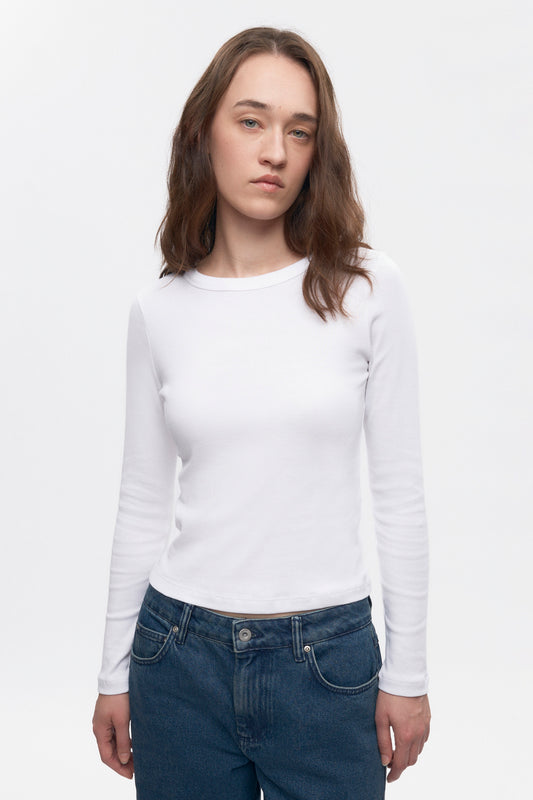 Women's Micro Rib Longsleeve in White