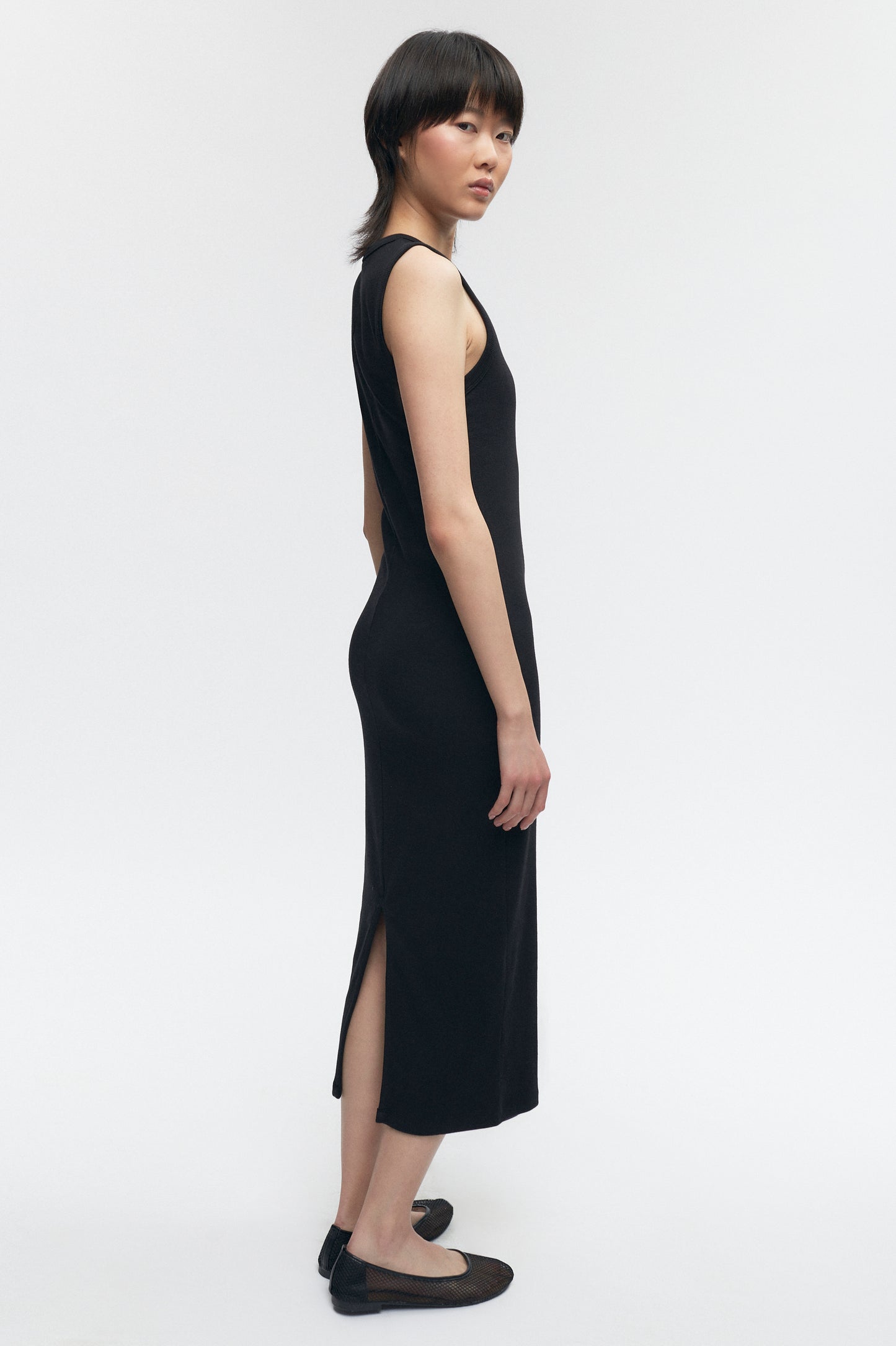 Women's Midi Racer Dress in Black