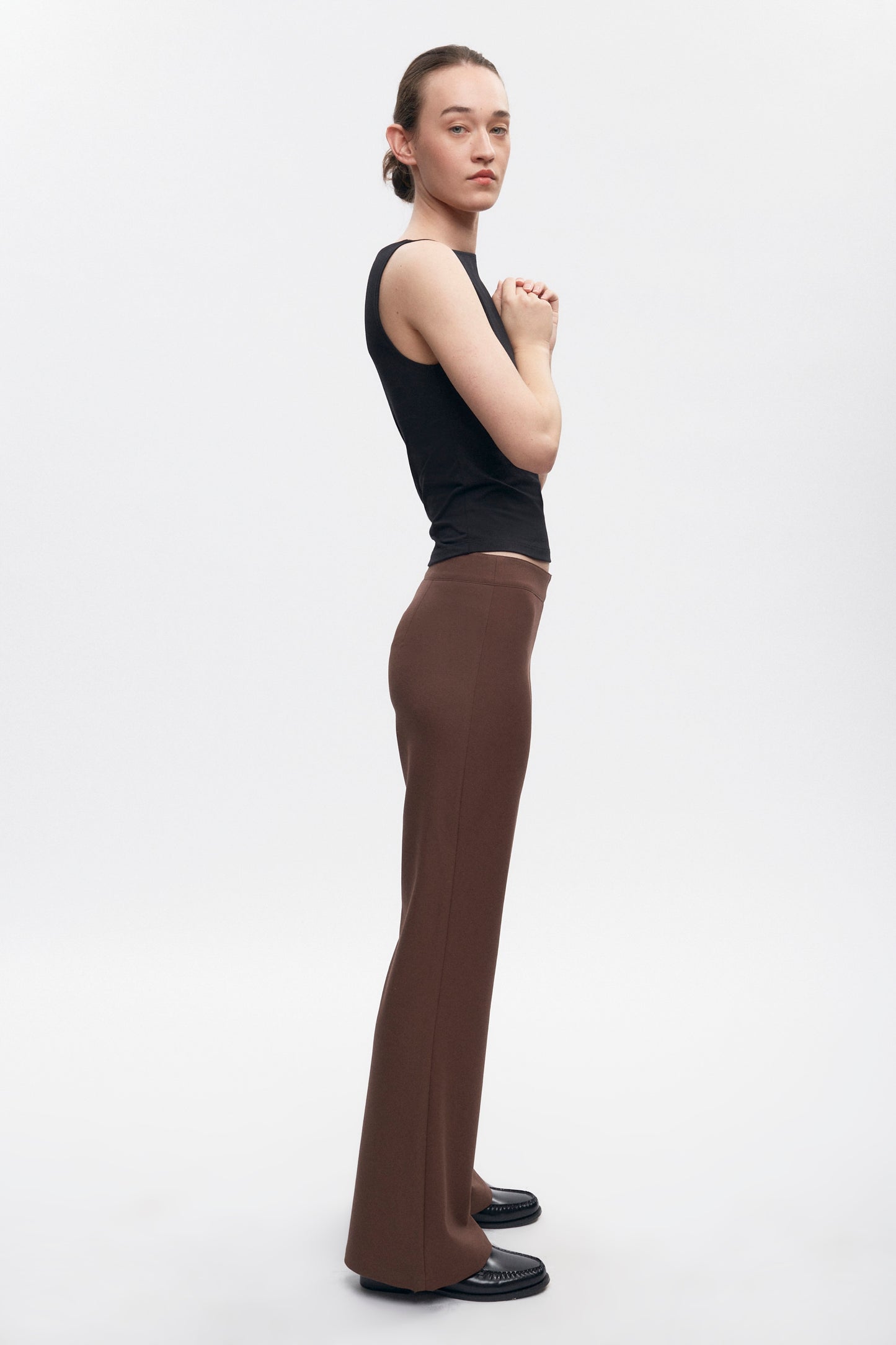 Women's Mira Flat Front Pant in Cocoa