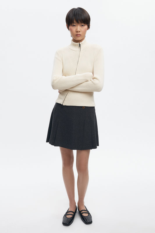 Women's Muna Pleated Mini Skirt in Charcoal