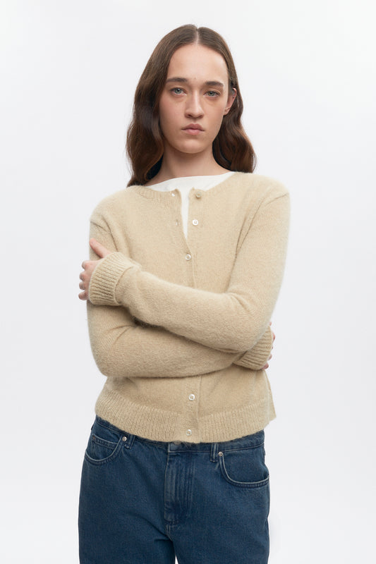 Women's Noor Fuzzy Cardigan in Sand