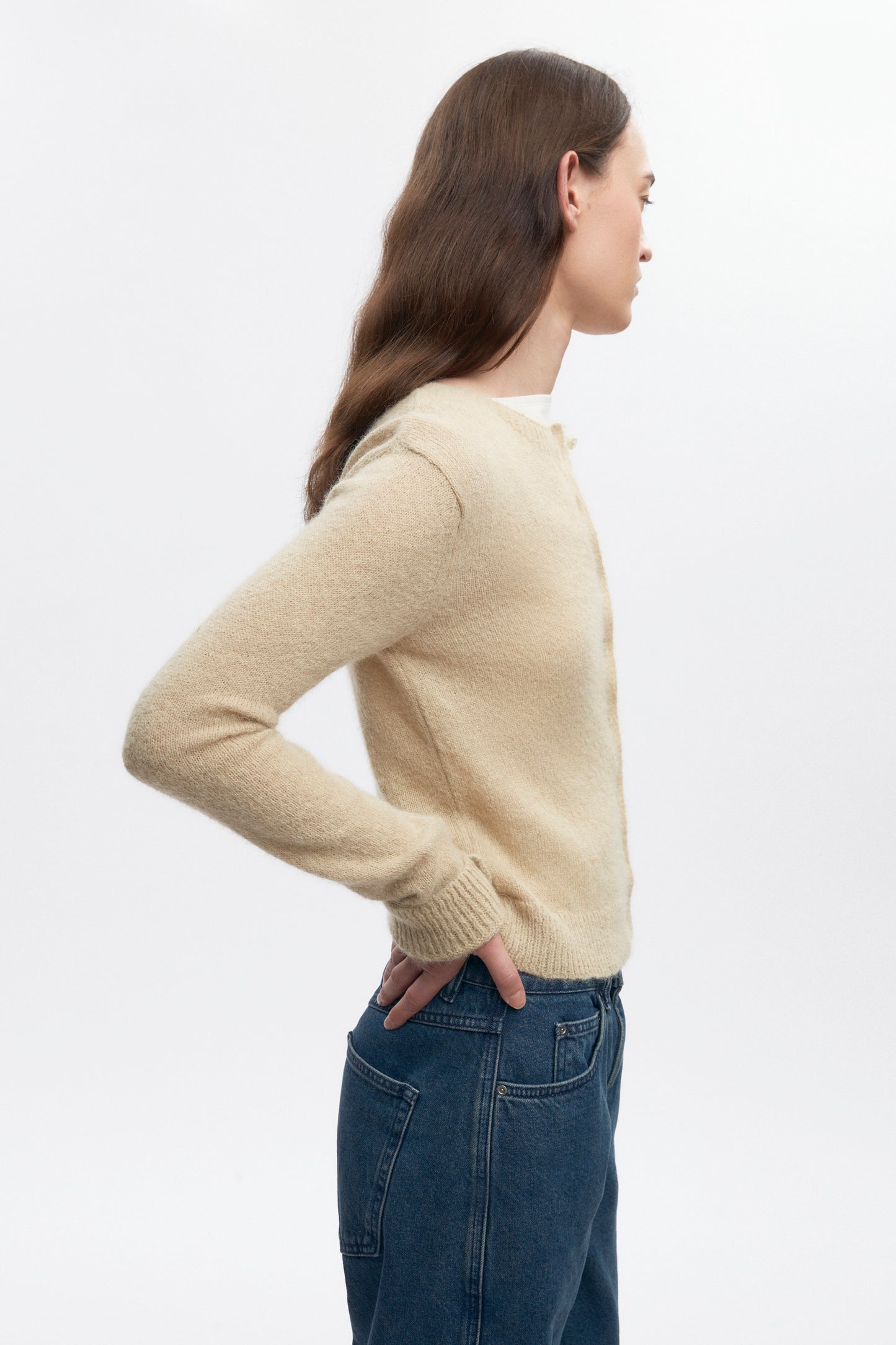Women's Noor Fuzzy Cardigan in Sand