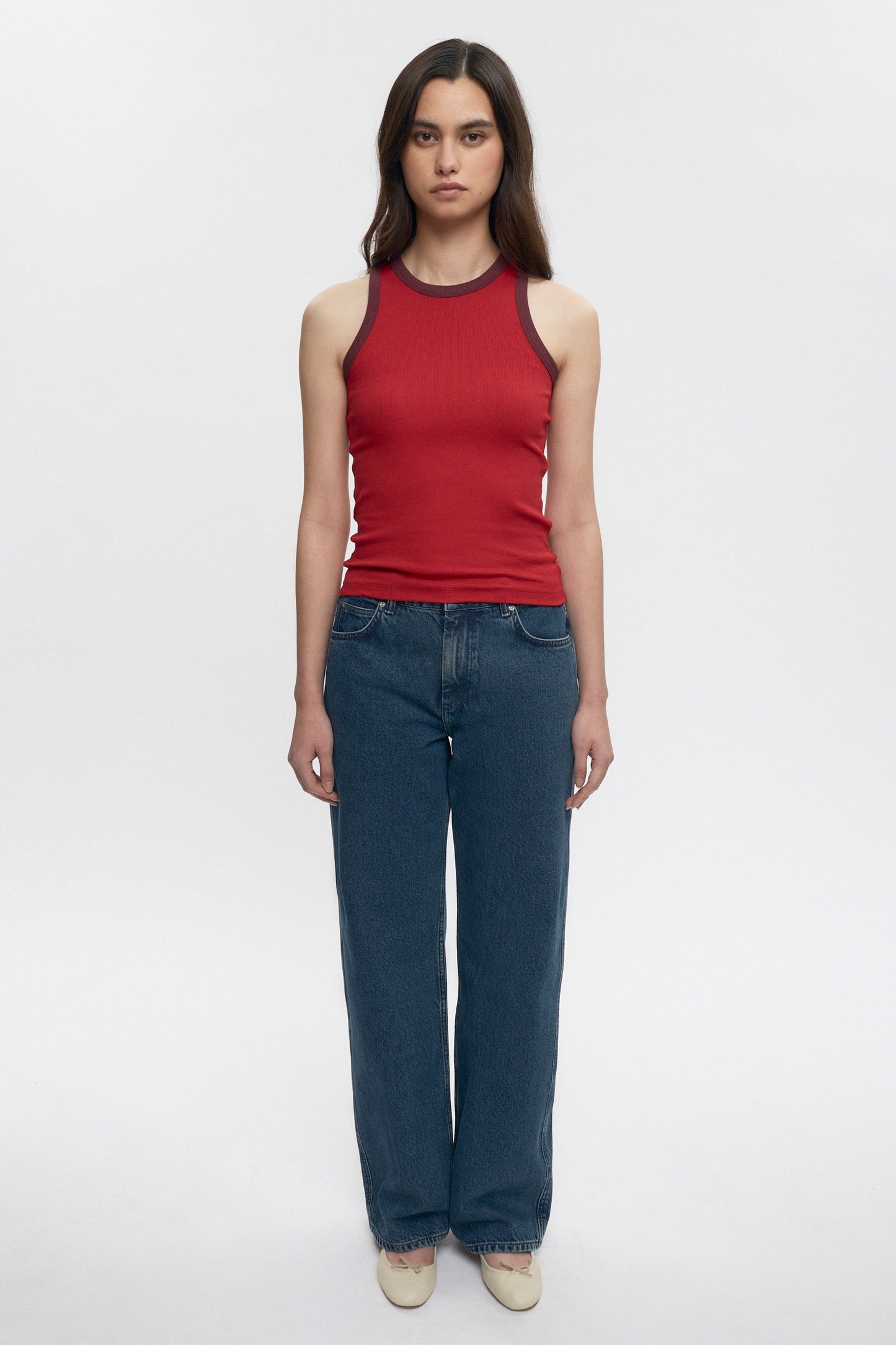 Women's Racer Tank in Jester Red/Plum
