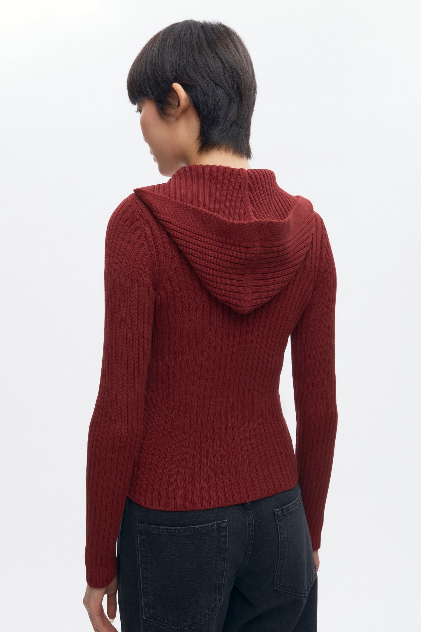 Women's Rib Zip Hoodie in Cabernet