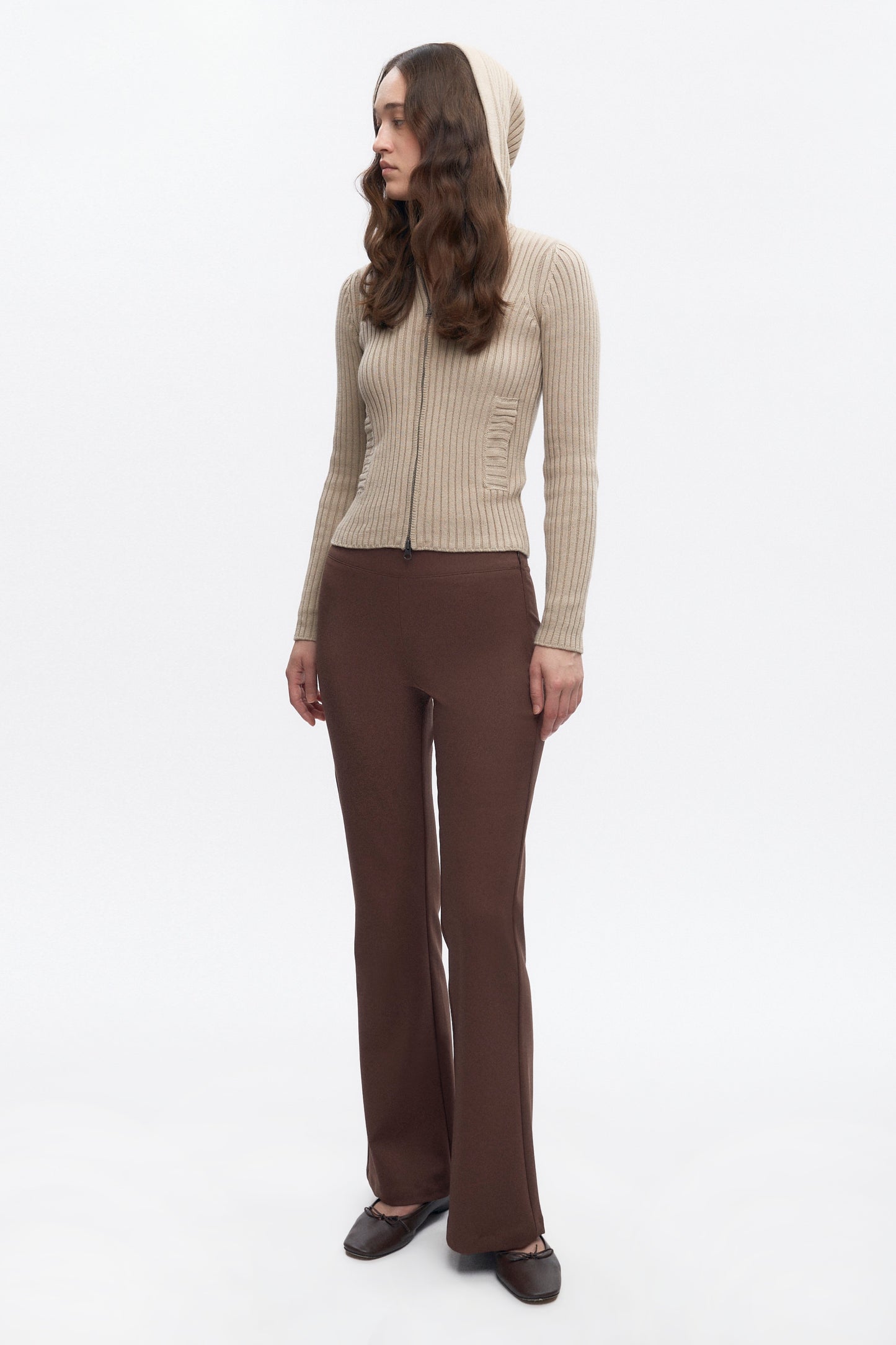 Women's Rib Zip Hoodie in Oat