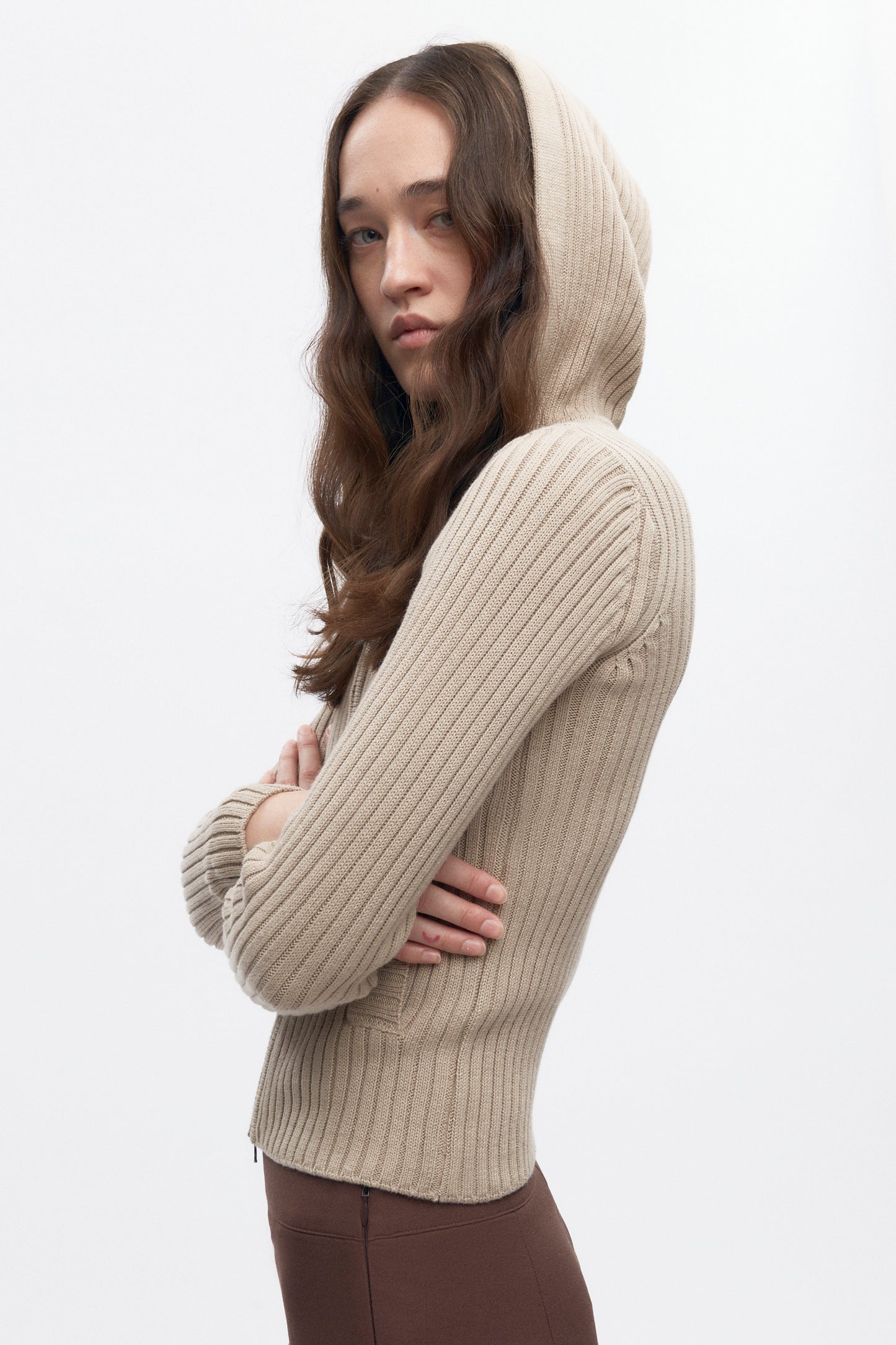 Women's Rib Zip Hoodie in Oat