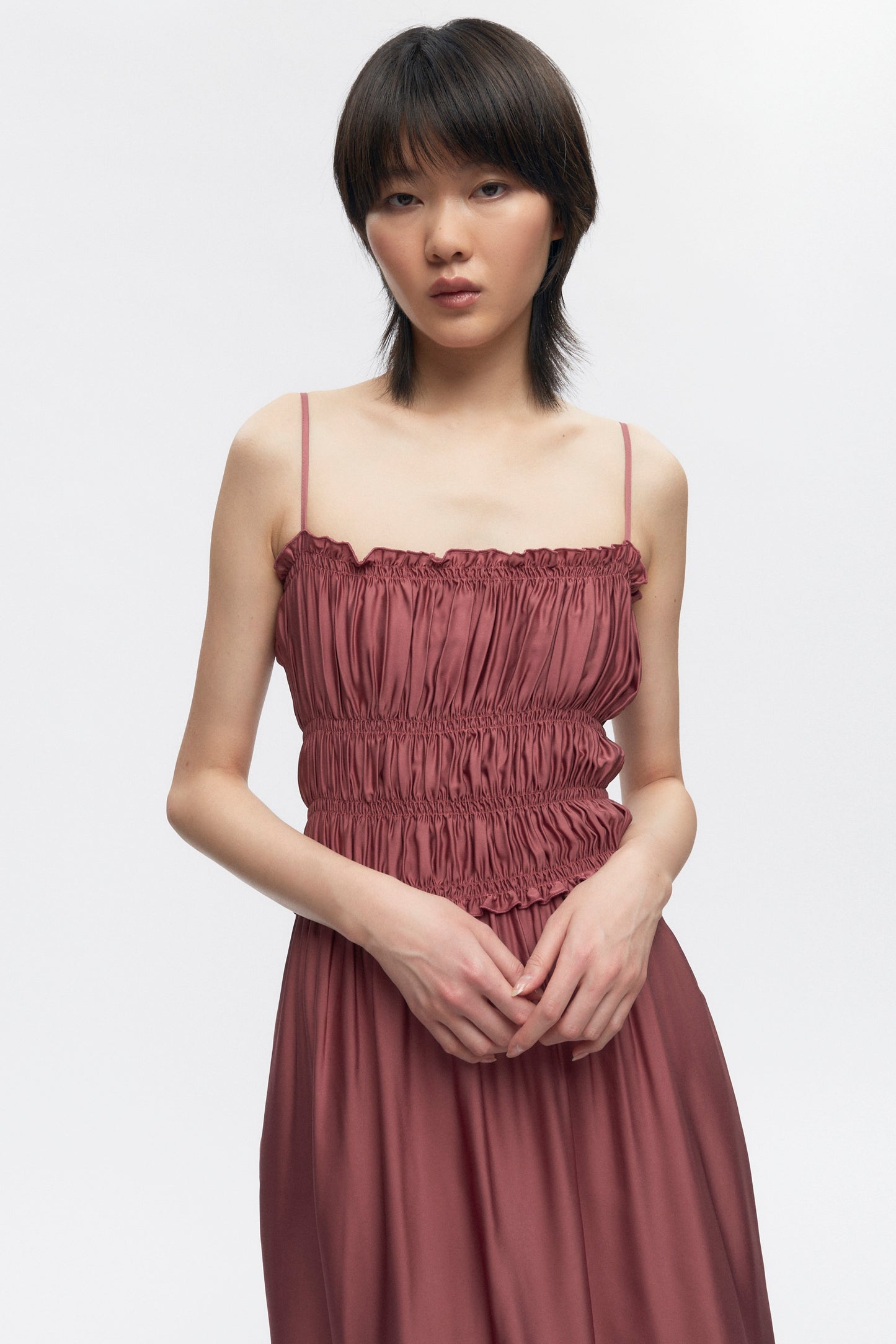 Women's Ruffle Dress in Dusty Rose
