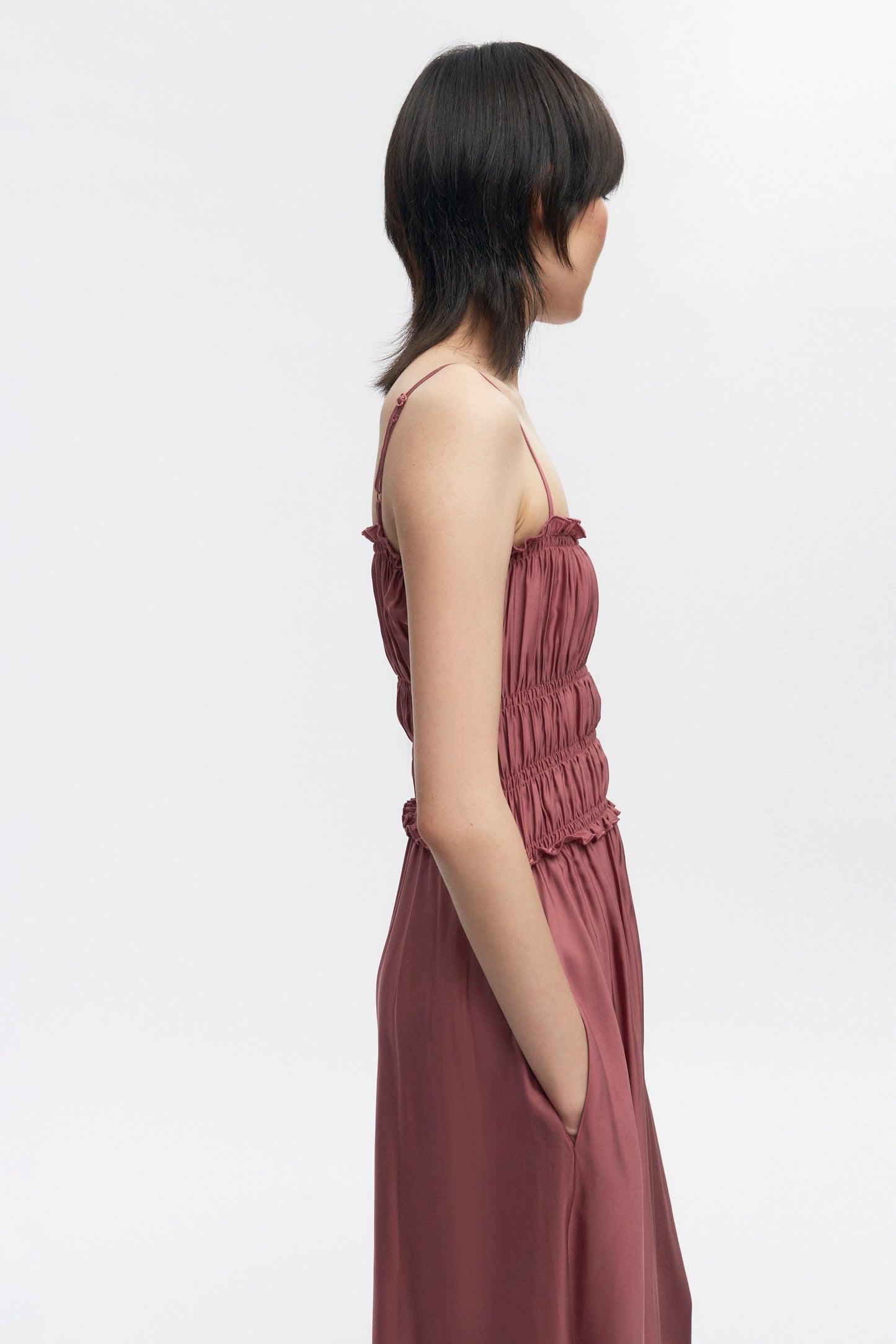 Women's Ruffle Dress in Dusty Rose
