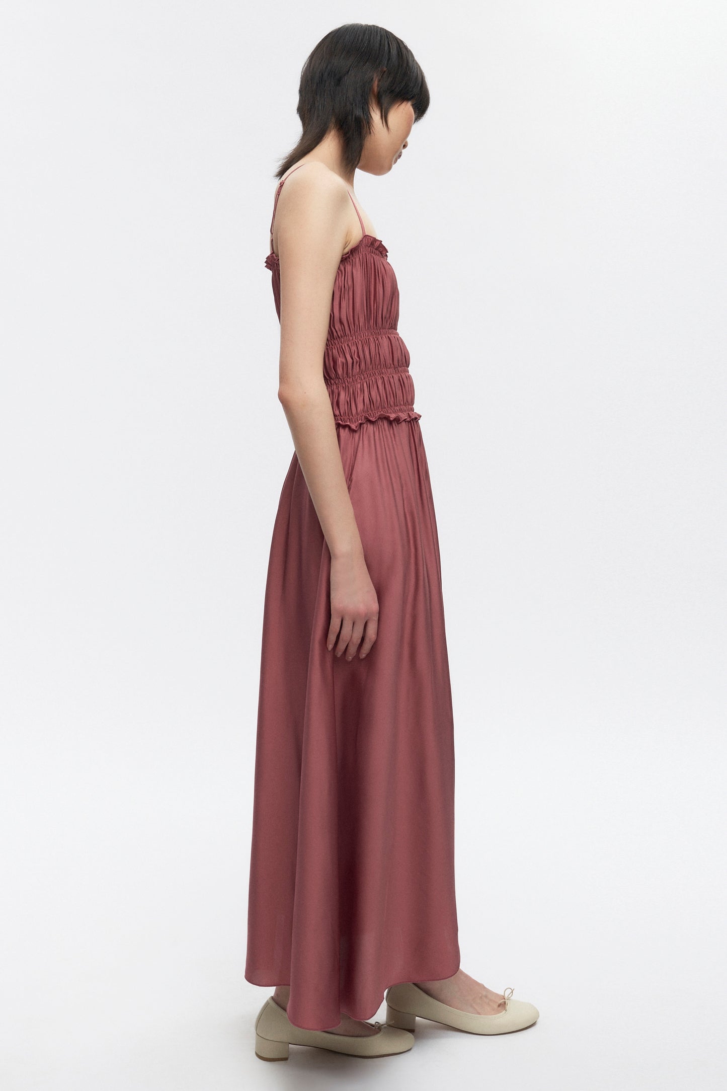 Women's Ruffle Dress in Dusty Rose