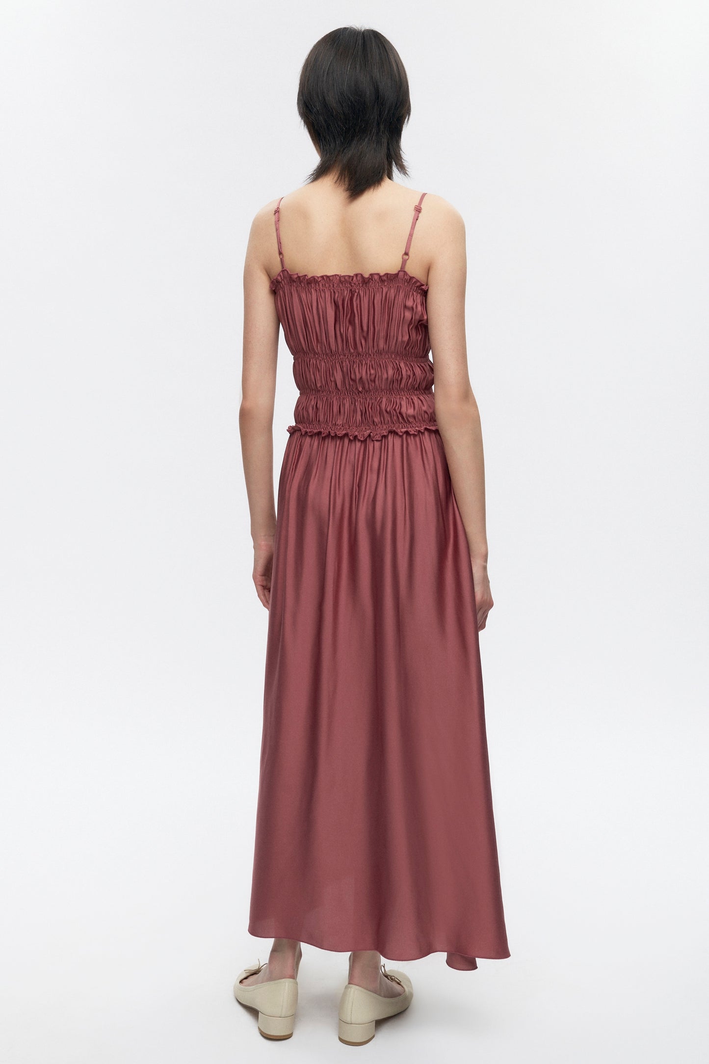 Women's Ruffle Dress in Dusty Rose