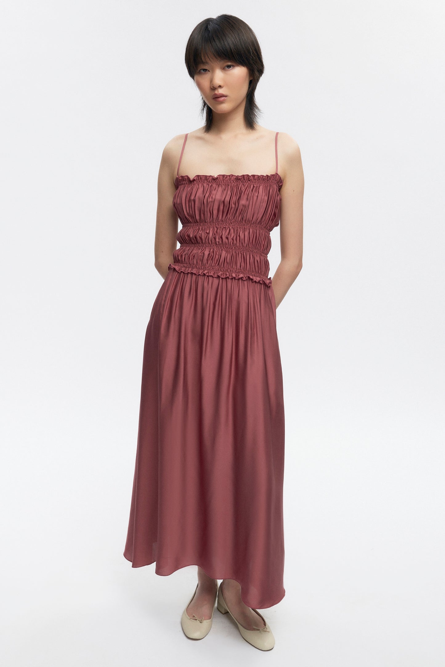 Women's Ruffle Dress in Dusty Rose