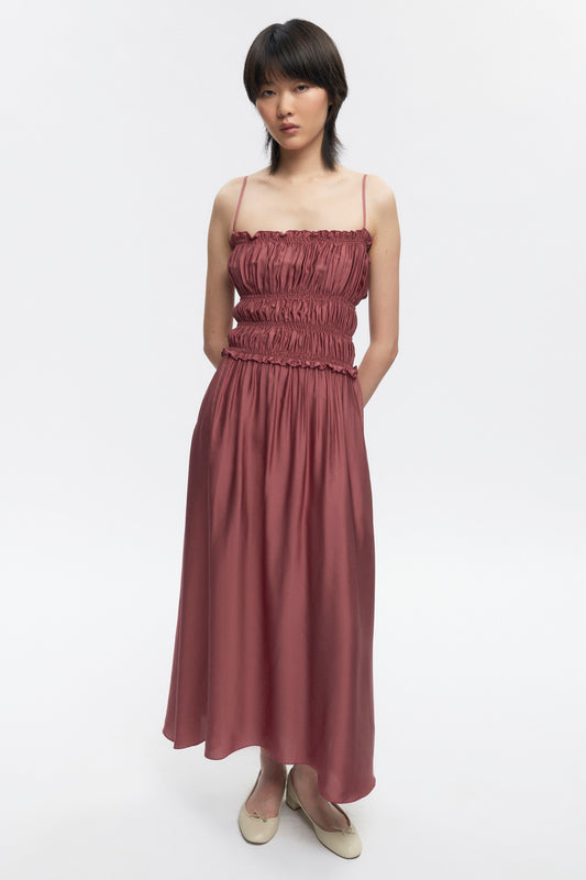 Women's Ruffle Dress in Dusty Rose
