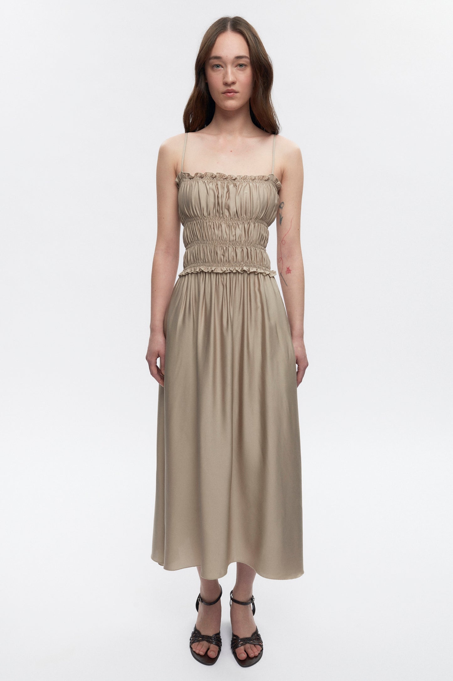 Women's Ruffle Dress in Fog