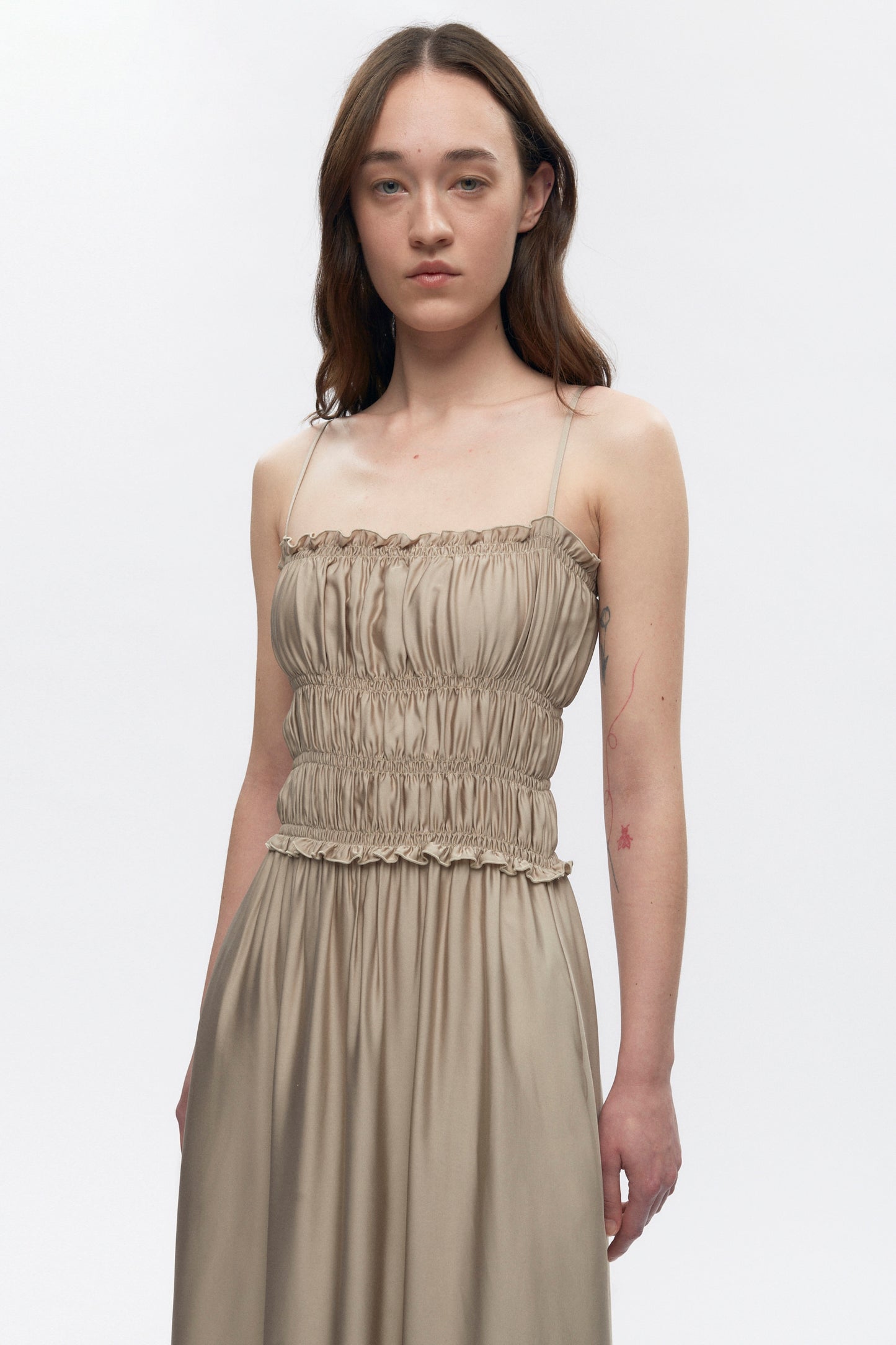 Women's Ruffle Dress in Fog