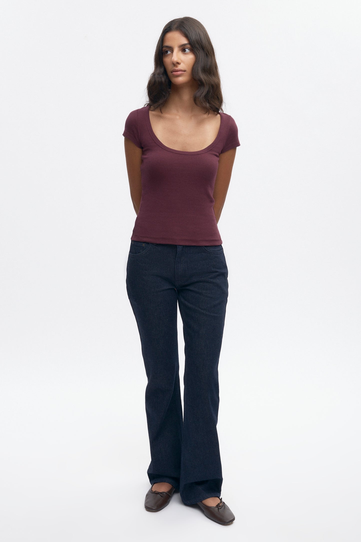 Women's Scoop Tee in Plum