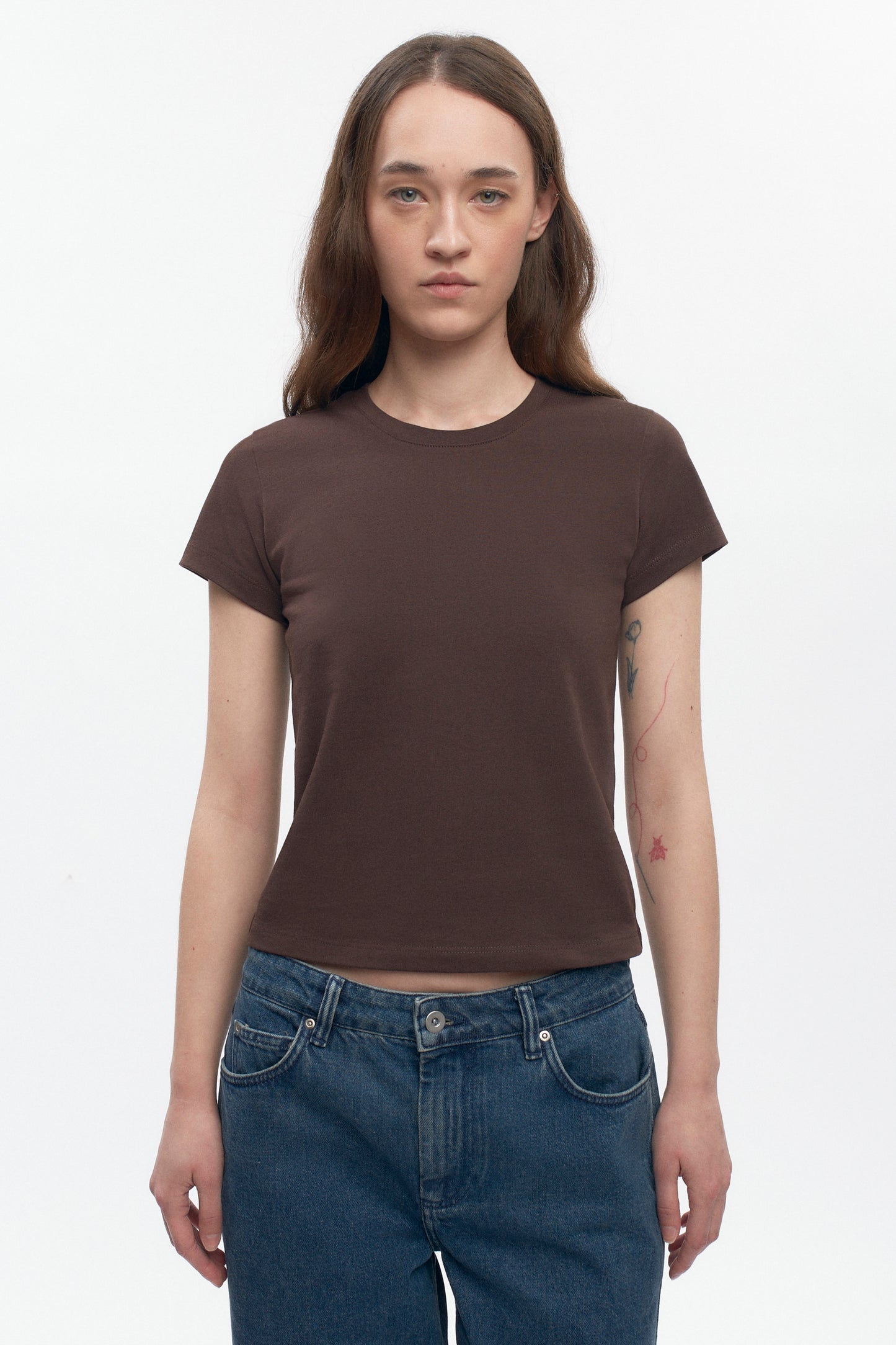 Women's Shrunken Tee in Coffee Bean