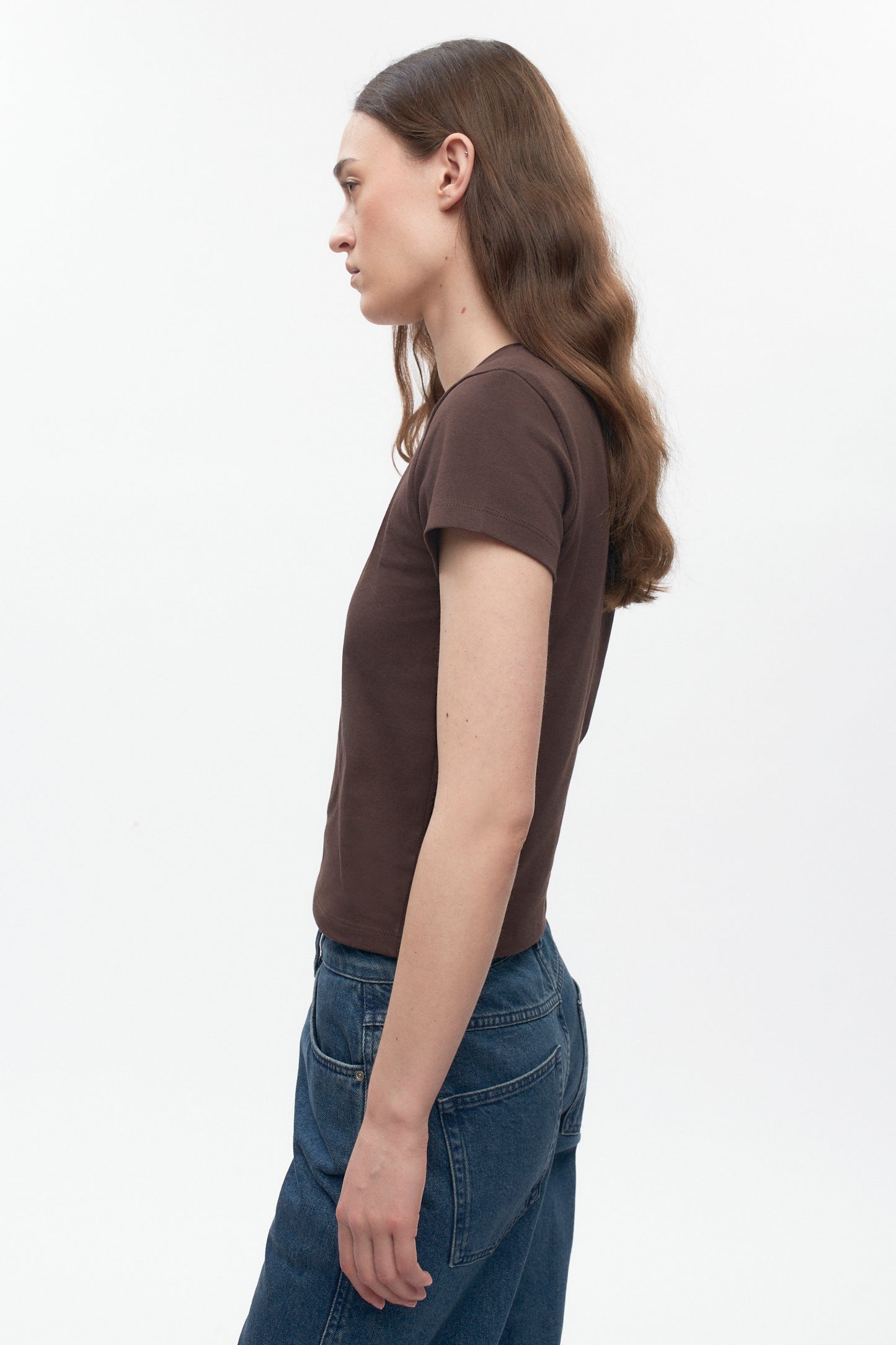 Women's Shrunken Tee in Coffee Bean
