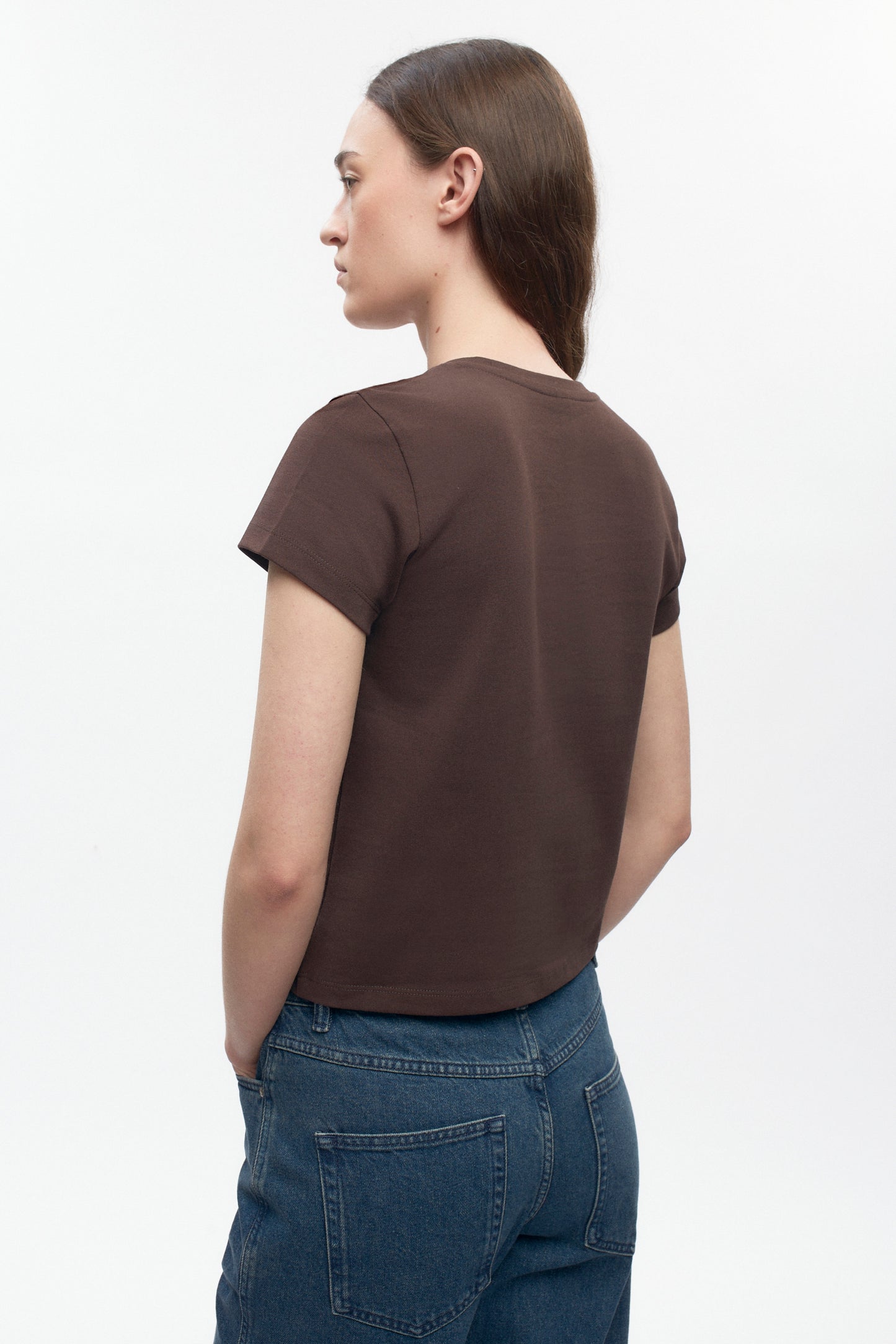 Women's Shrunken Tee in Coffee Bean