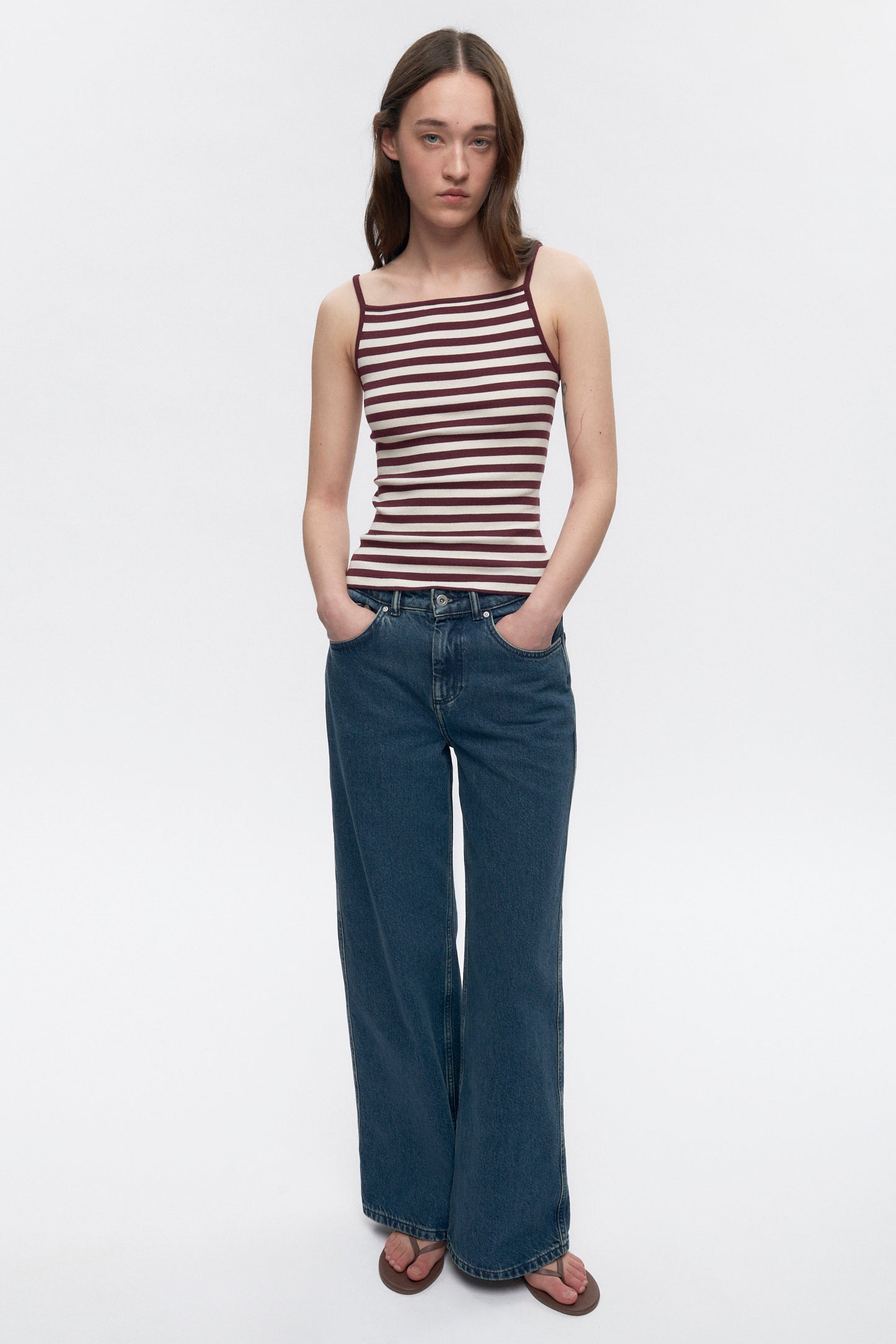 Women's Siwa Tank in Plum/Marshmallow Stripe