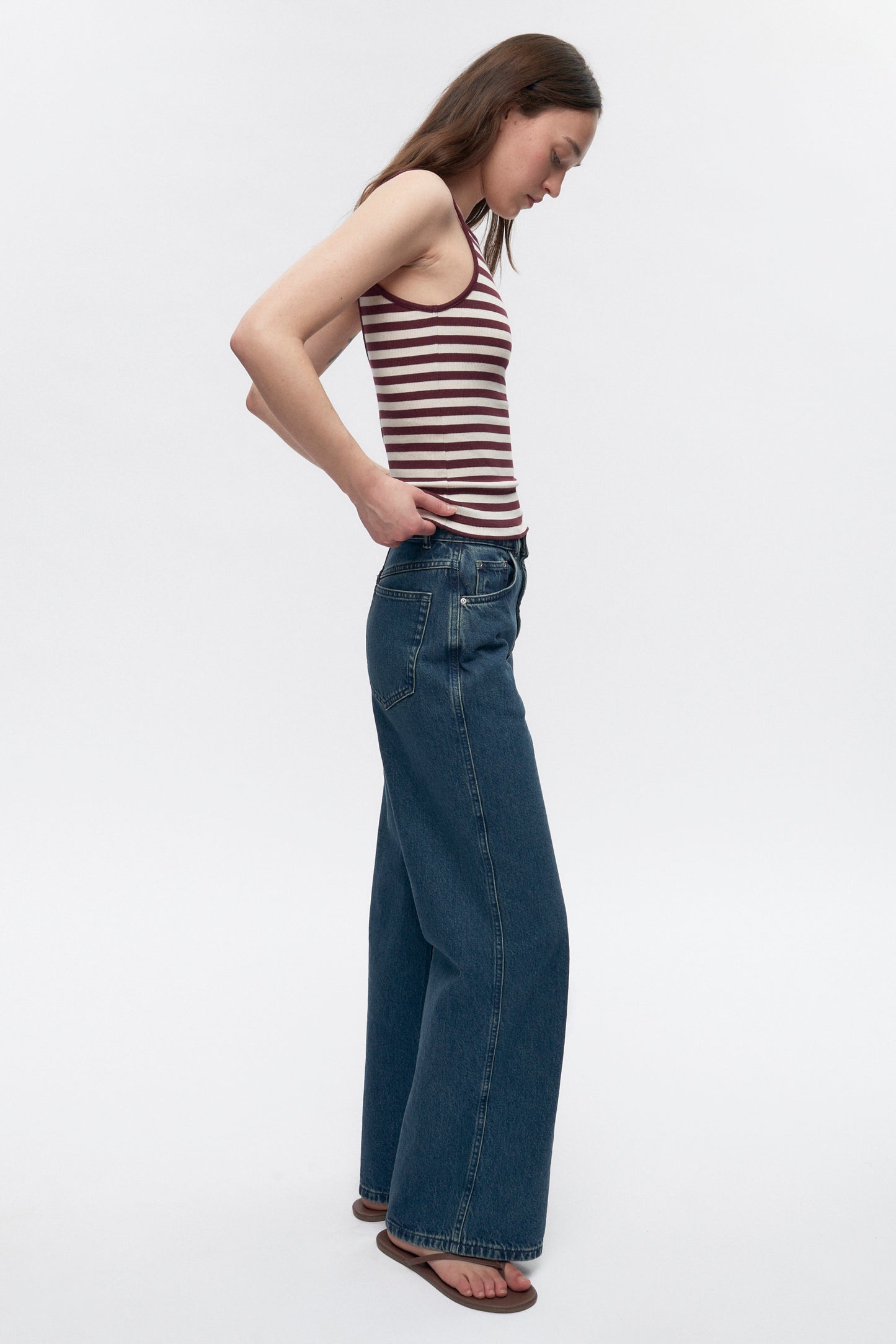 Women's Siwa Tank in Plum/Marshmallow Stripe