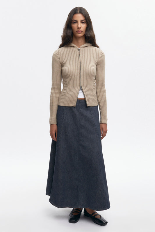 Women's Wave Denim Skirt in Grey