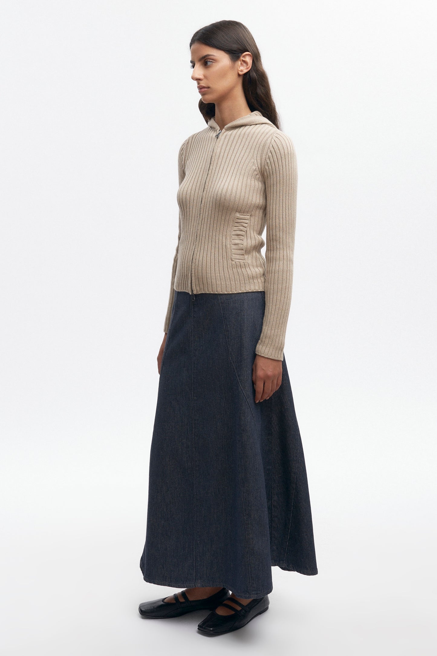 Women's Wave Denim Skirt in Grey