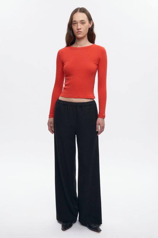 Women's Wool Pull on Pant in Black