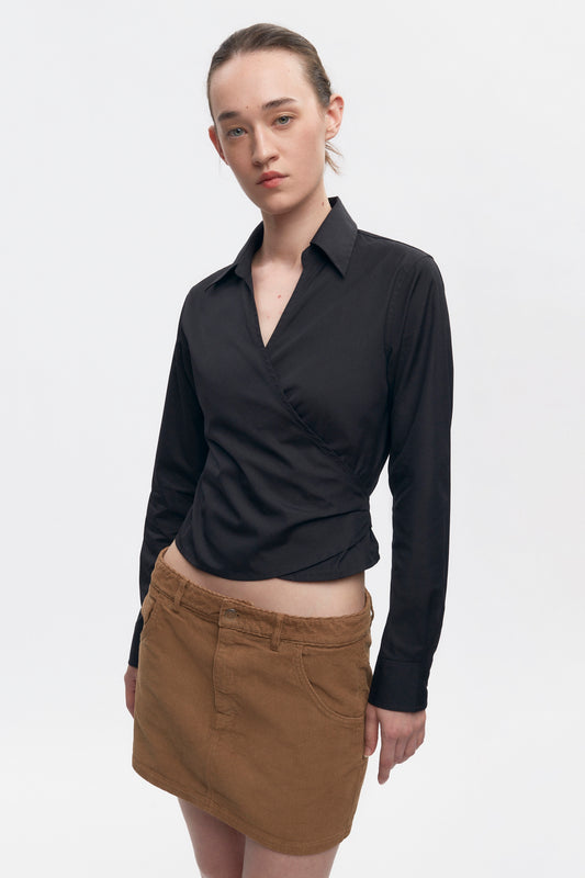 Women's Wrap Shirt in Black