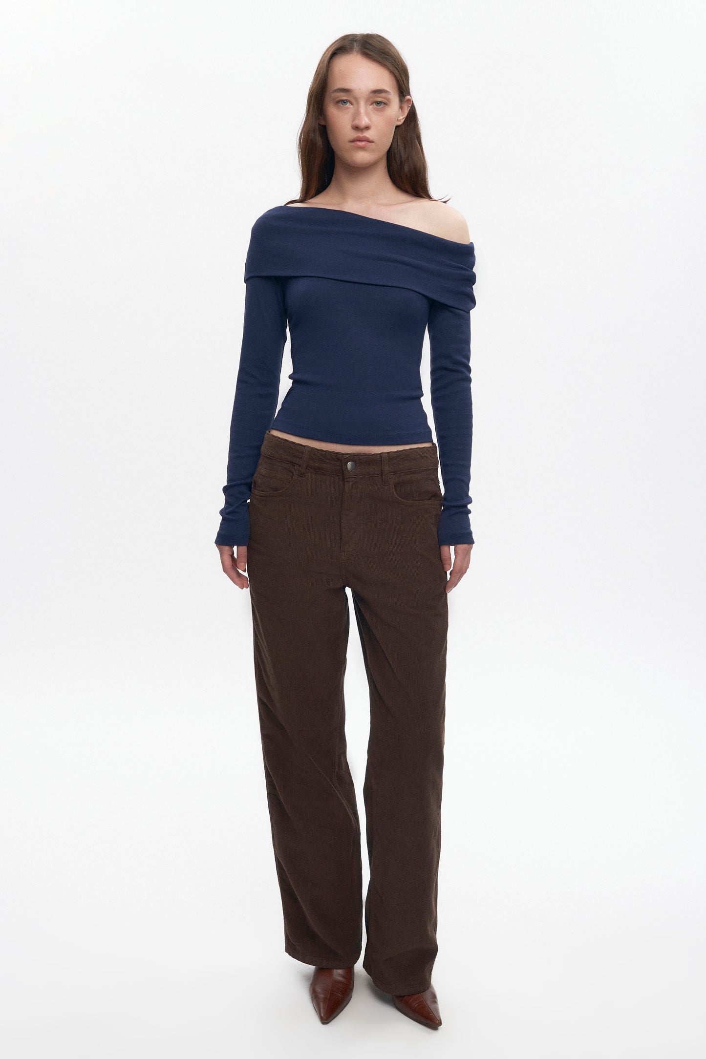 Women's Zahra Off Shoulder Longsleeve in Midnight