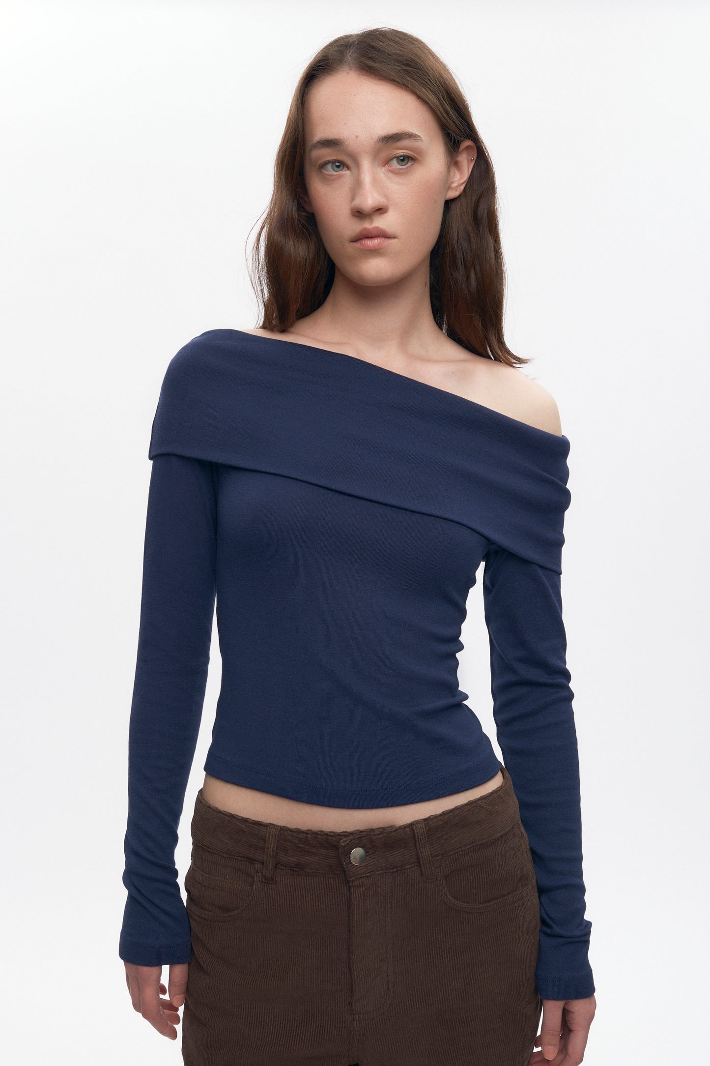 Women's Zahra Off Shoulder Longsleeve in Midnight