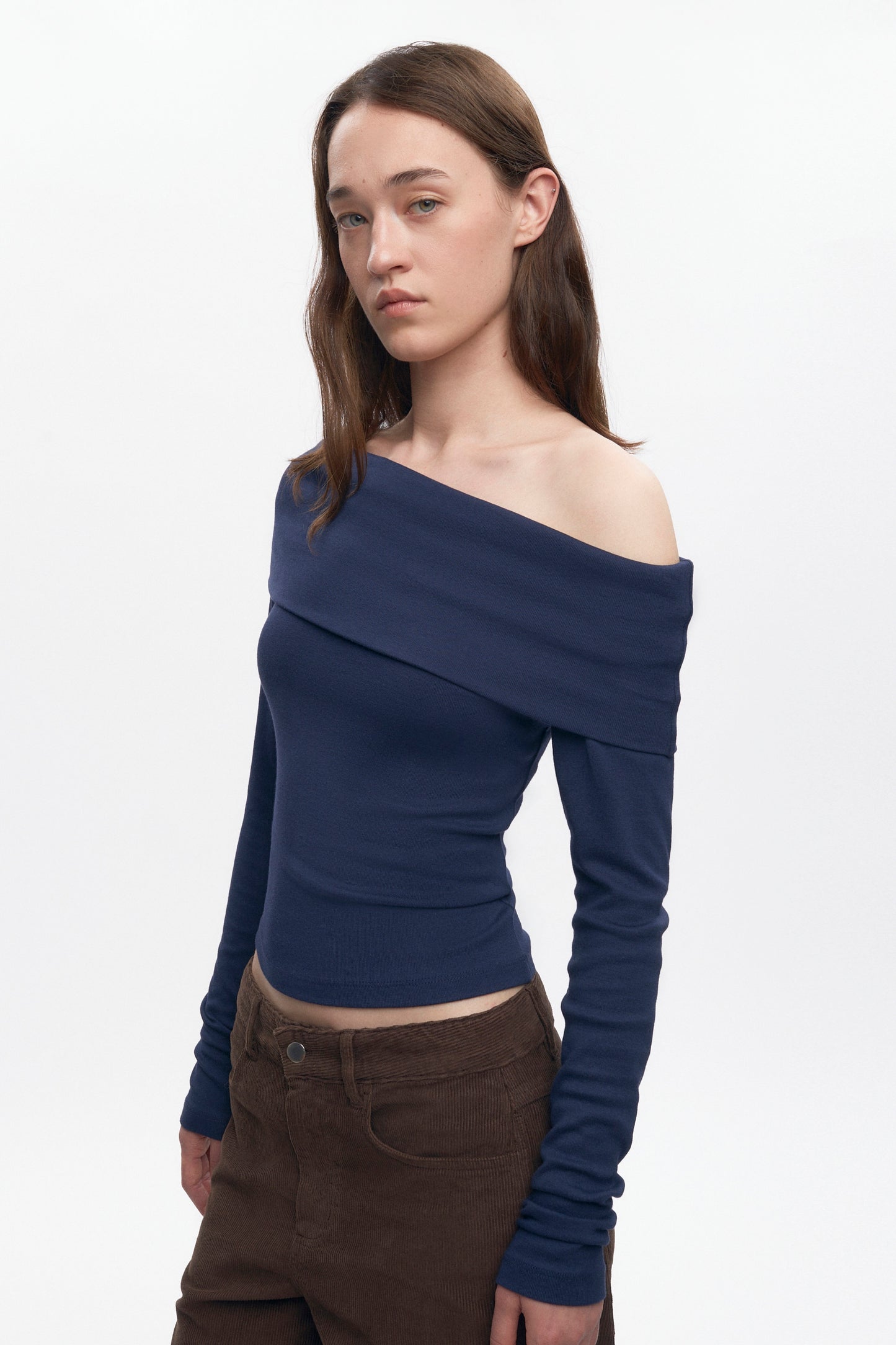 Women's Zahra Off Shoulder Longsleeve in Midnight