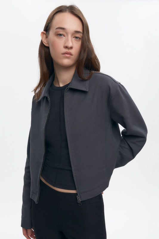 Women's Zip Up Jacket in Charcoal