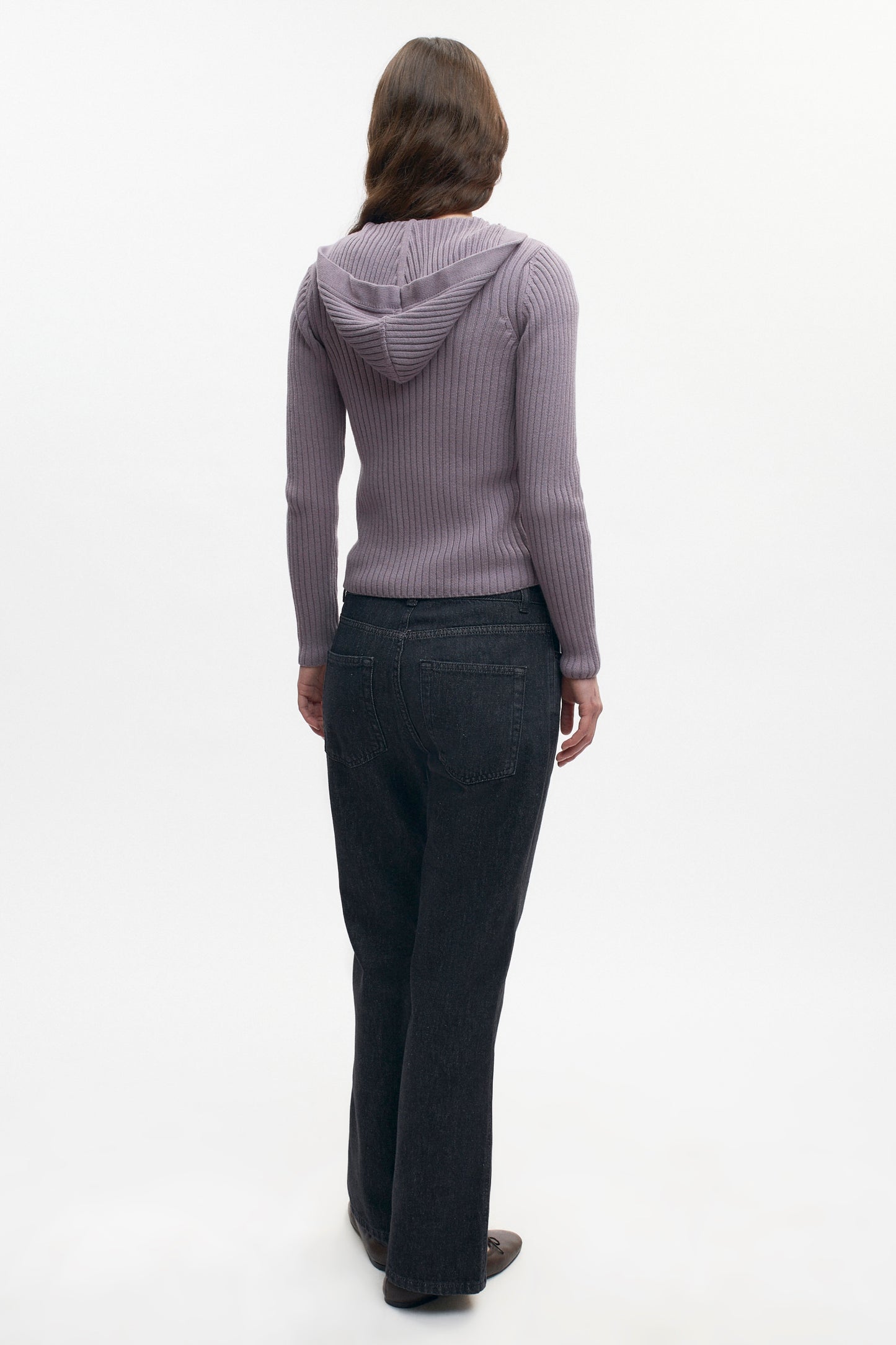 Women's Rib Zip Hoodie in Dusty Grape