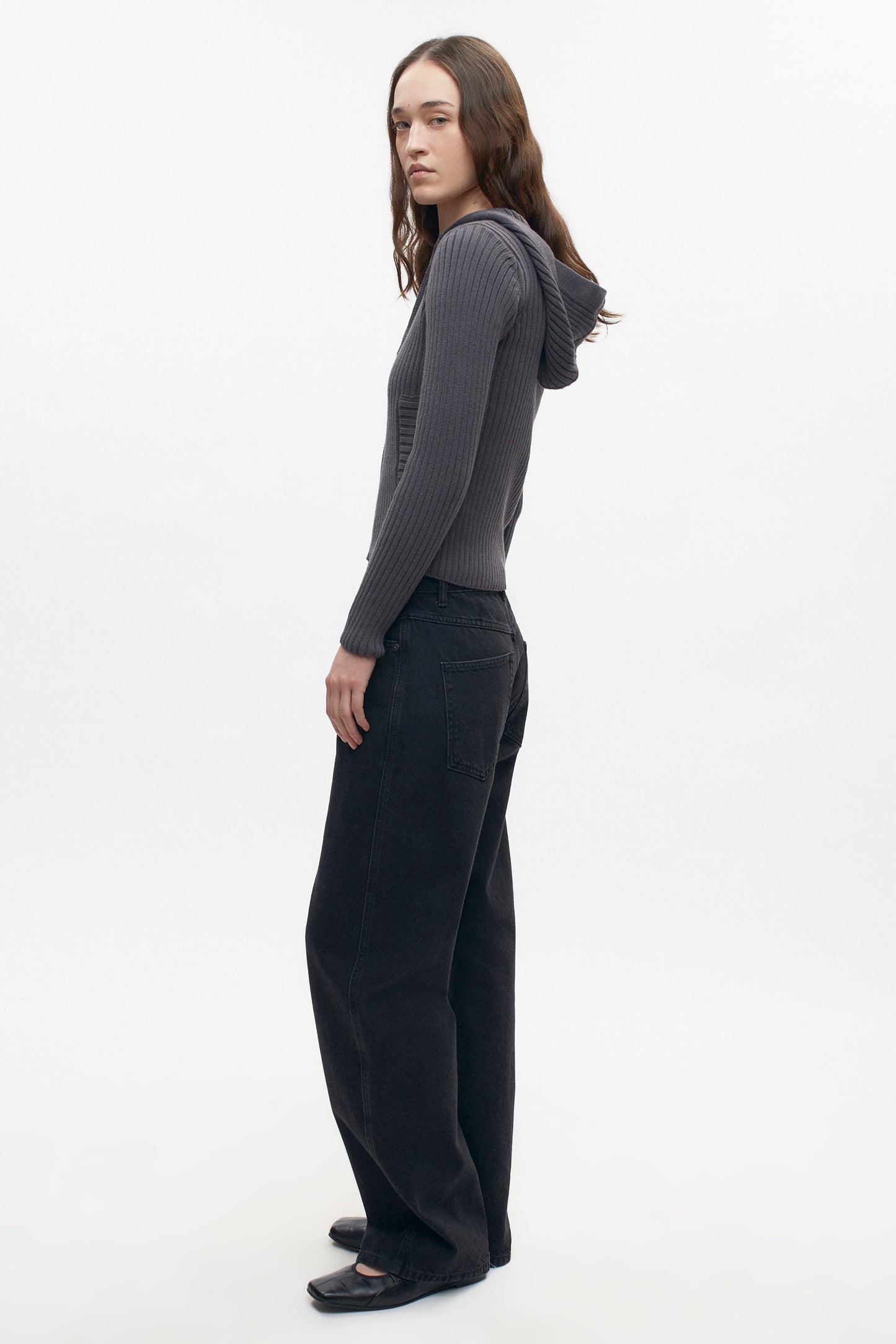 Women's Rib Zip Hoodie in Lava Smoke