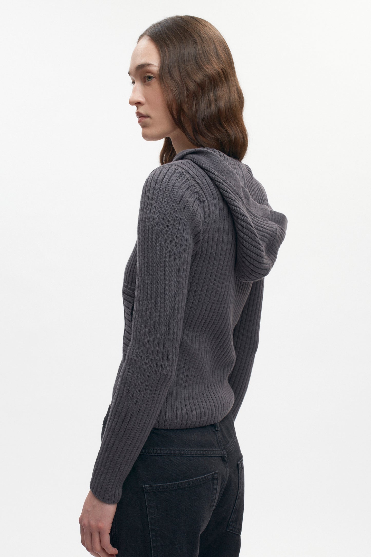 Women's Rib Zip Hoodie in Lava Smoke