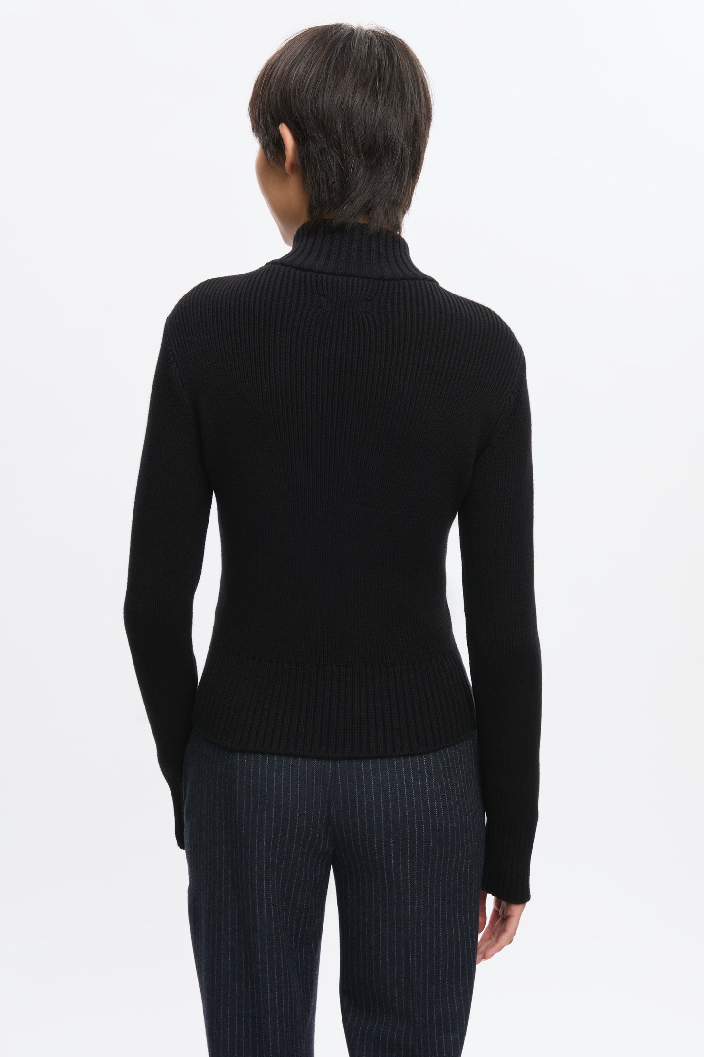 Women's Asymmetric Zip Sweater in Black