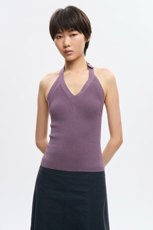 Women's Iris Knit Halter in Mauve