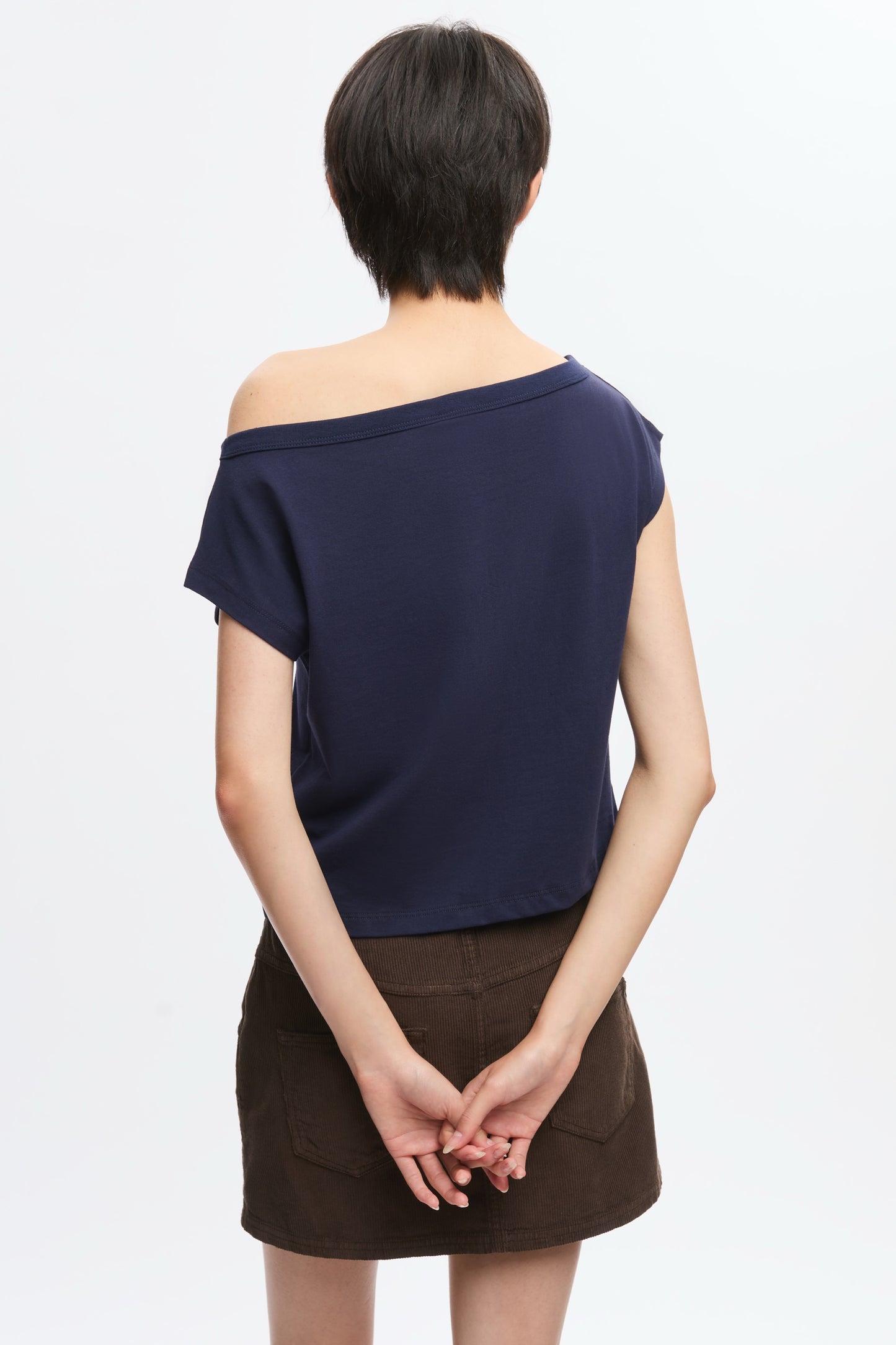 Women's Off Shoulder Tee in Midnight