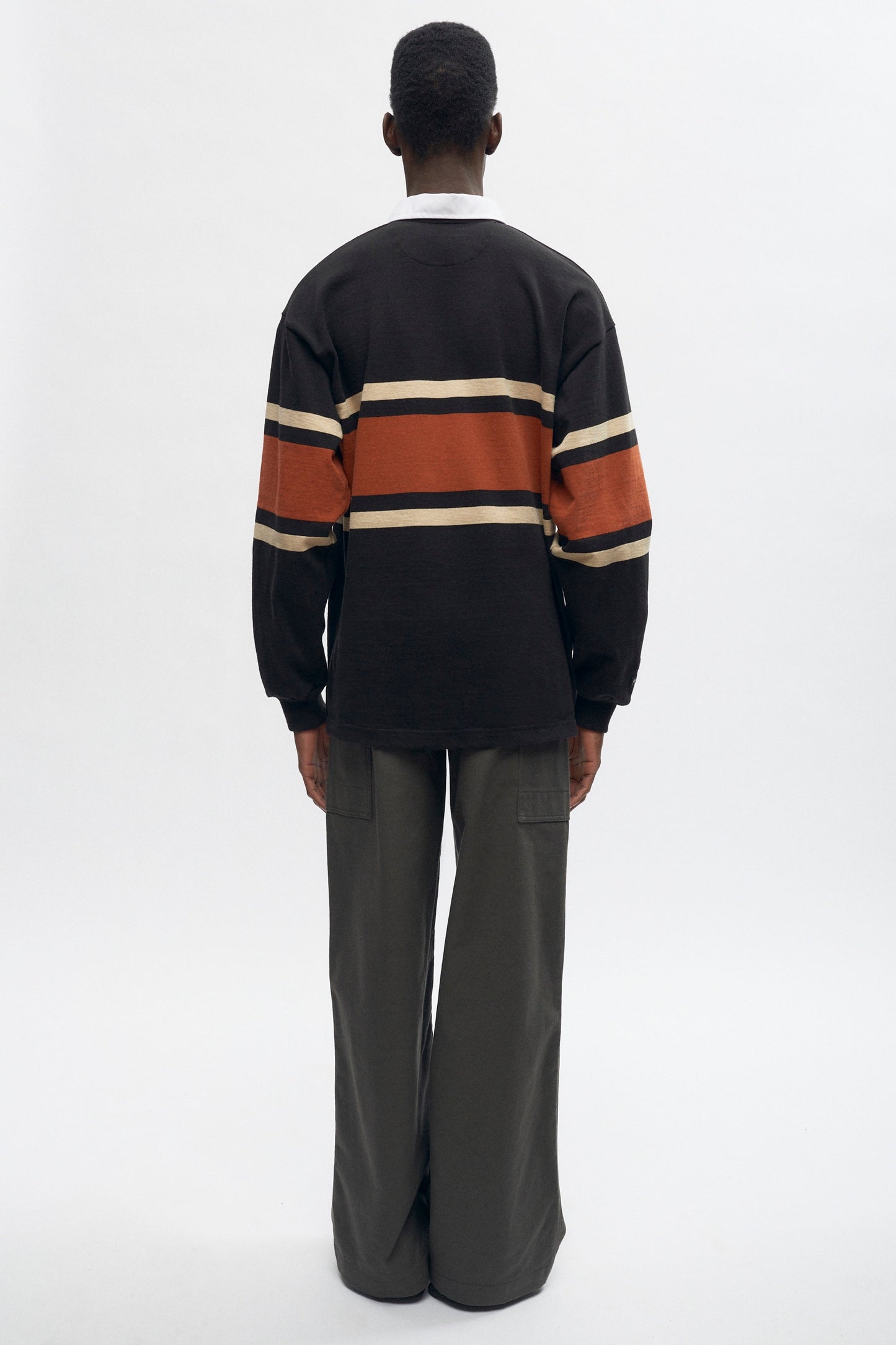 Men's Barbarian Rugby in Black/Rust Stripe
