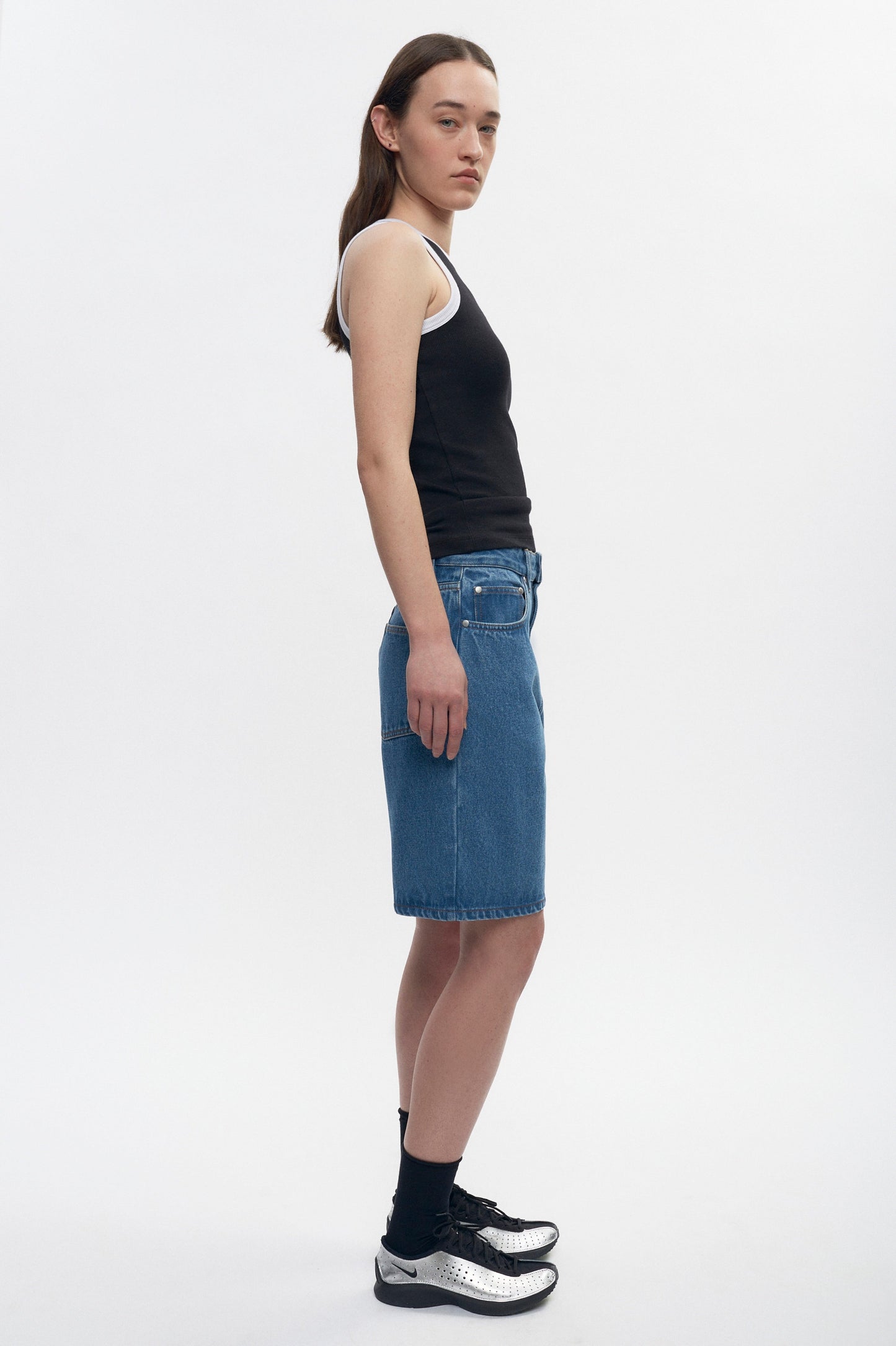 Women's Racer Tank in Black/White