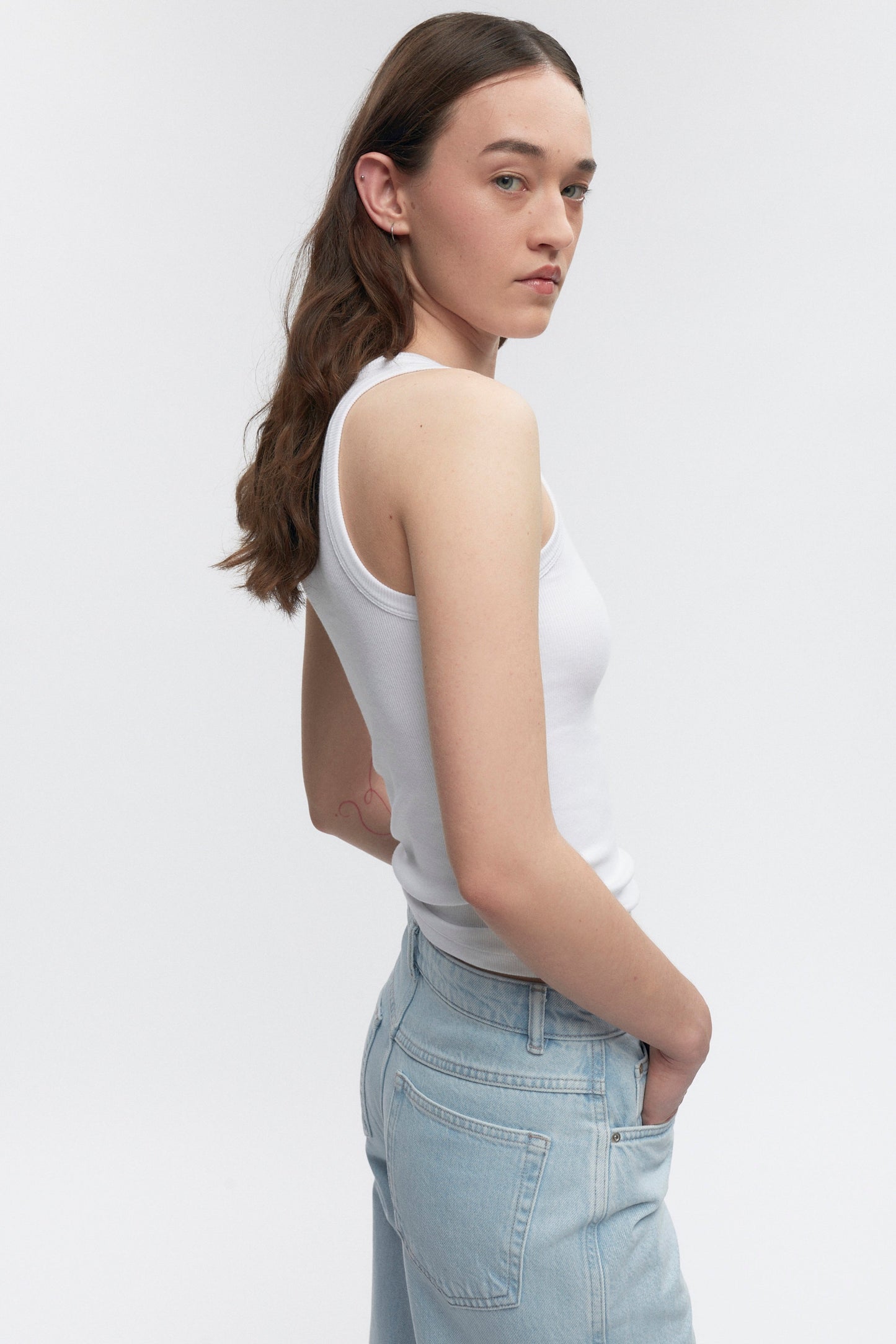 Women's Racer Tank in White